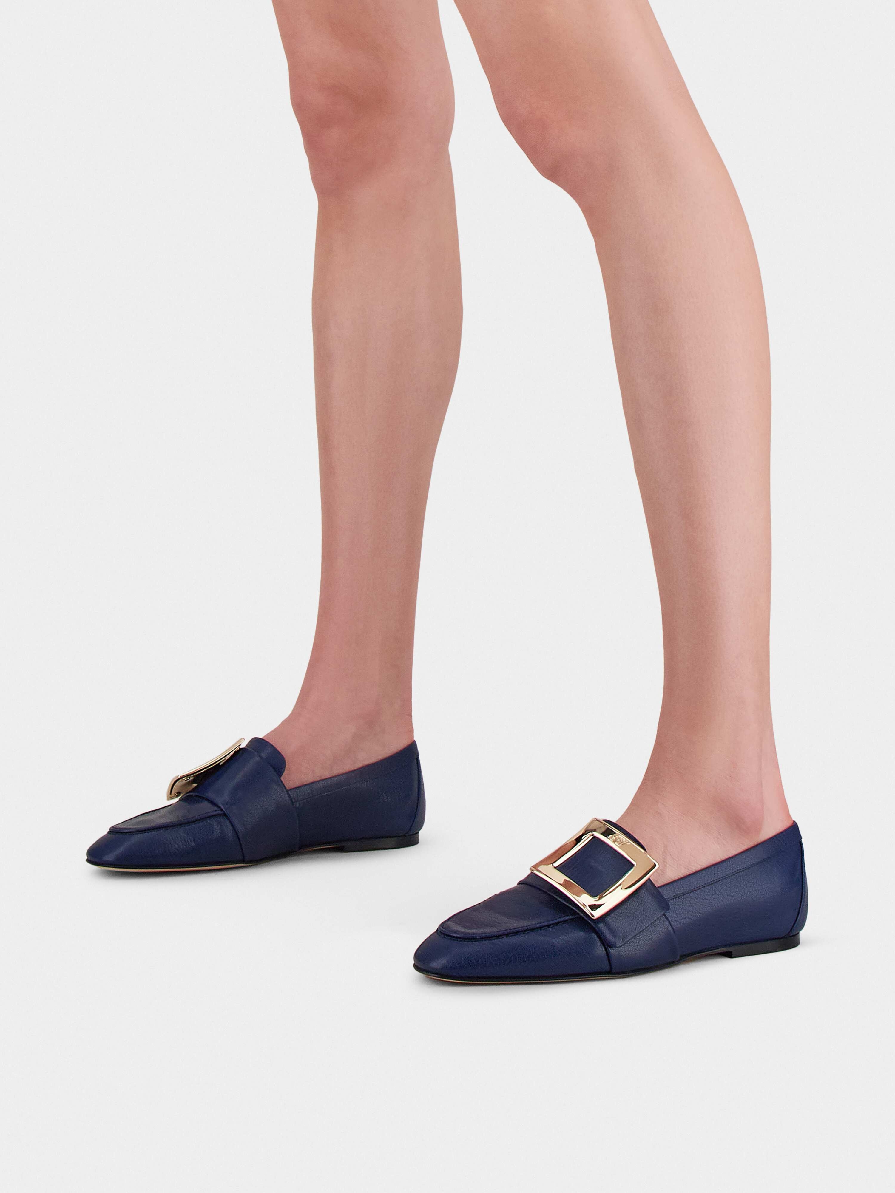 Soft Metal Buckle Loafers in Leather - 8