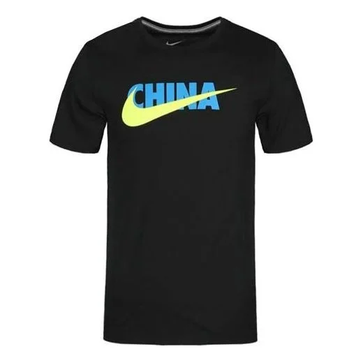 Nike Letter Printing Causual Knit Ventilate Round Collar Male Black AQ5189-010 - 1