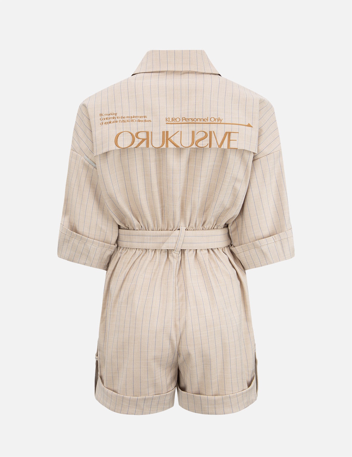 Stripe-pattern Belted Jumpsuit - 8