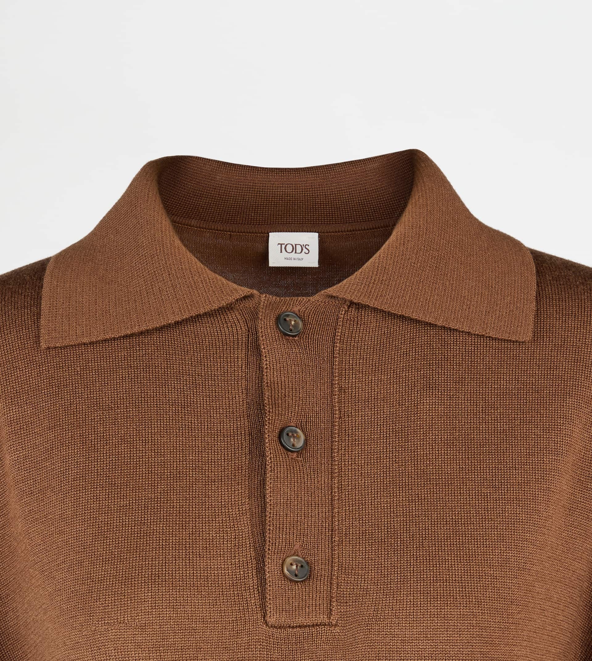 POLO SHIRT IN SILK BLEND KNIT - BROWN - 7
