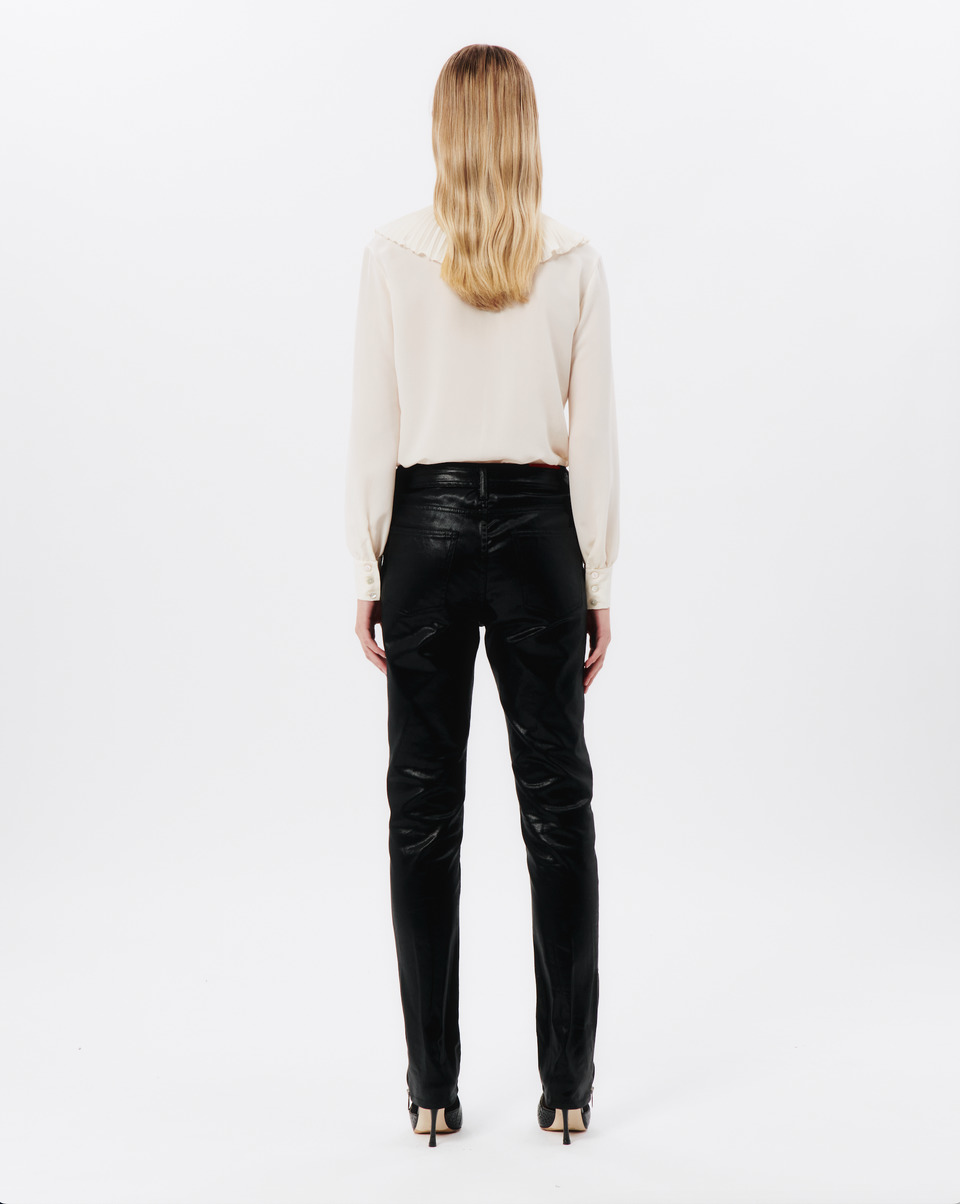 SILK BLOUSE WITH PLEATED COLLAR - 5