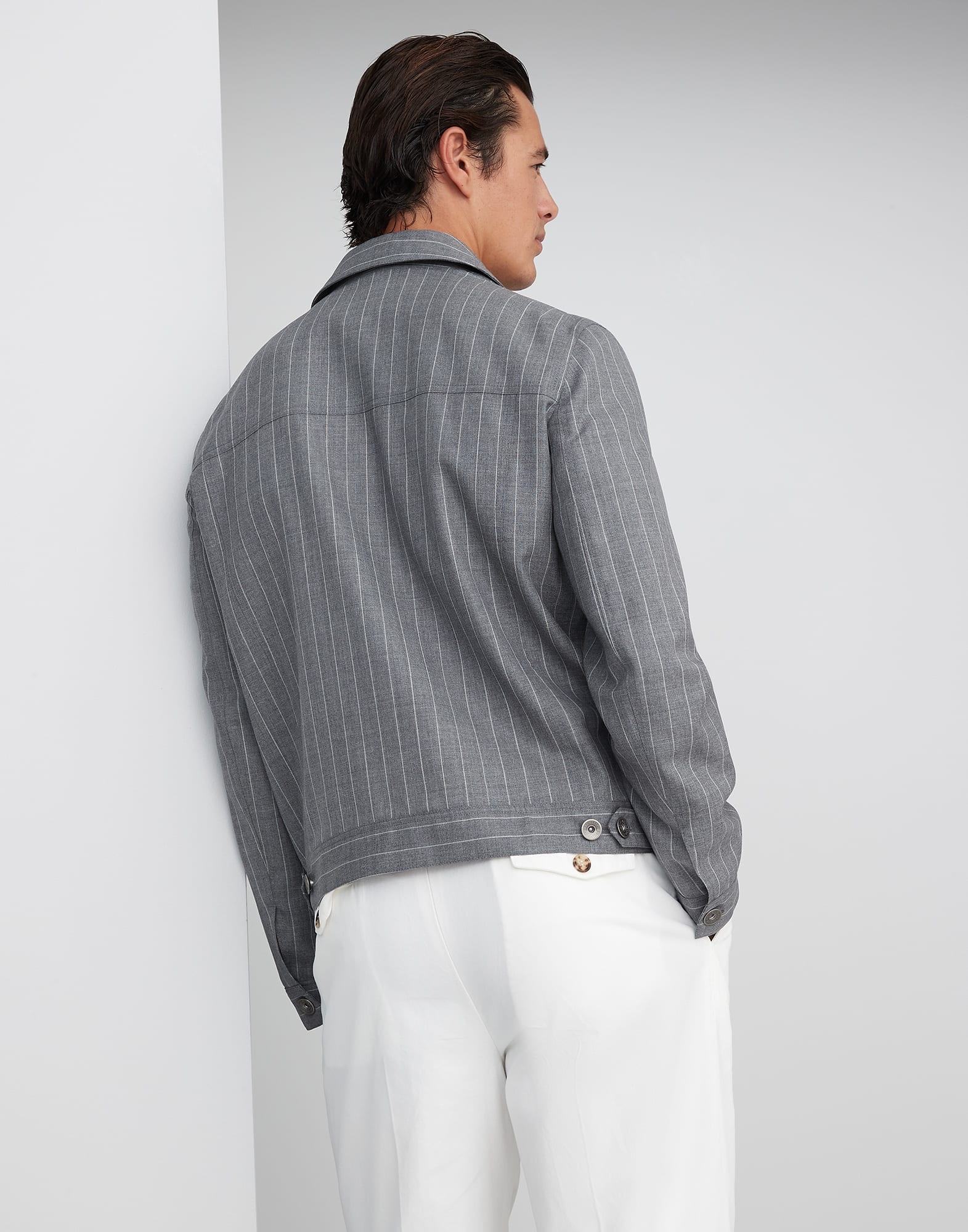 Virgin wool chalk stripe four-pocket jacket - 2
