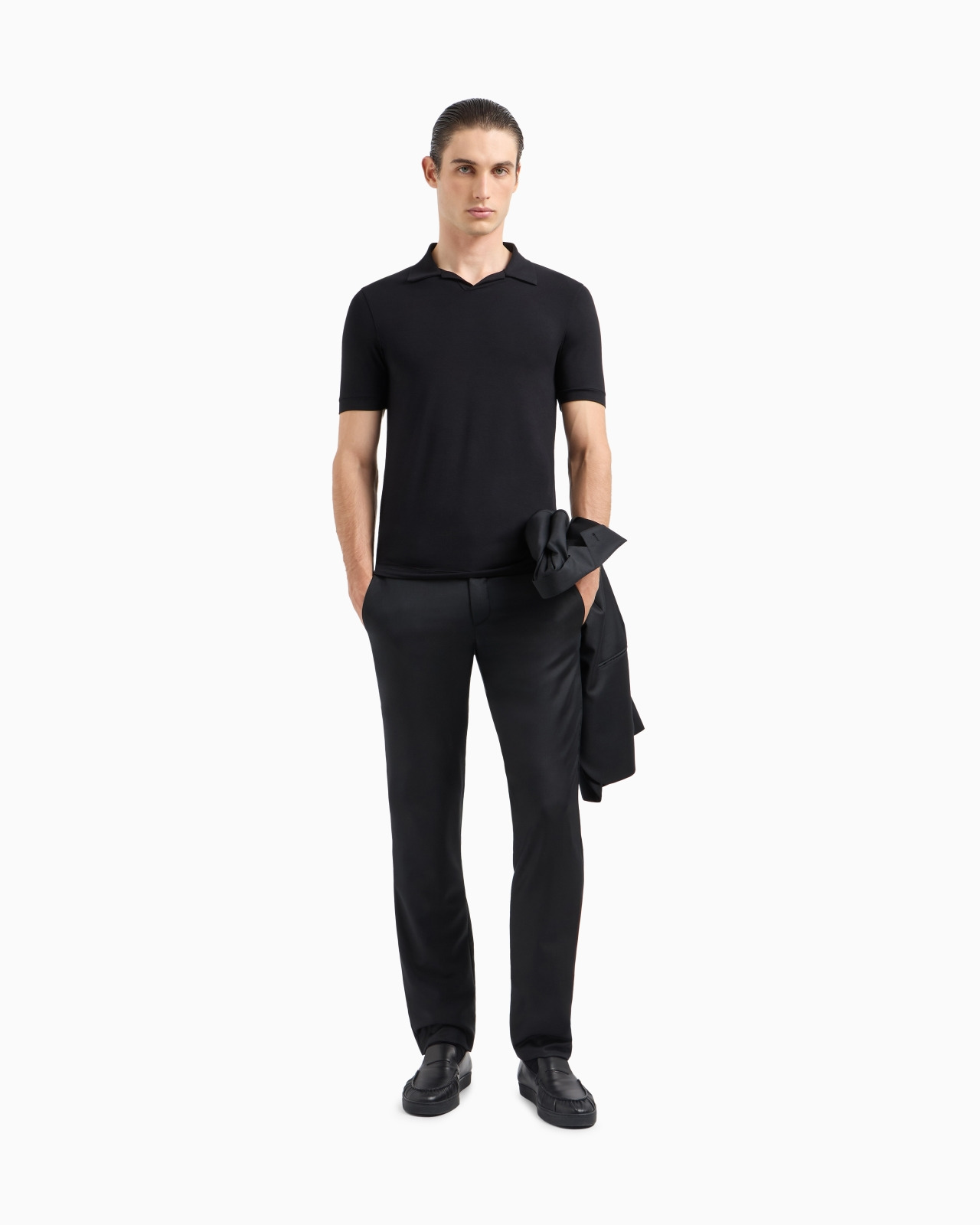 Stretch viscose jersey short-sleeved polo shirt - 2
