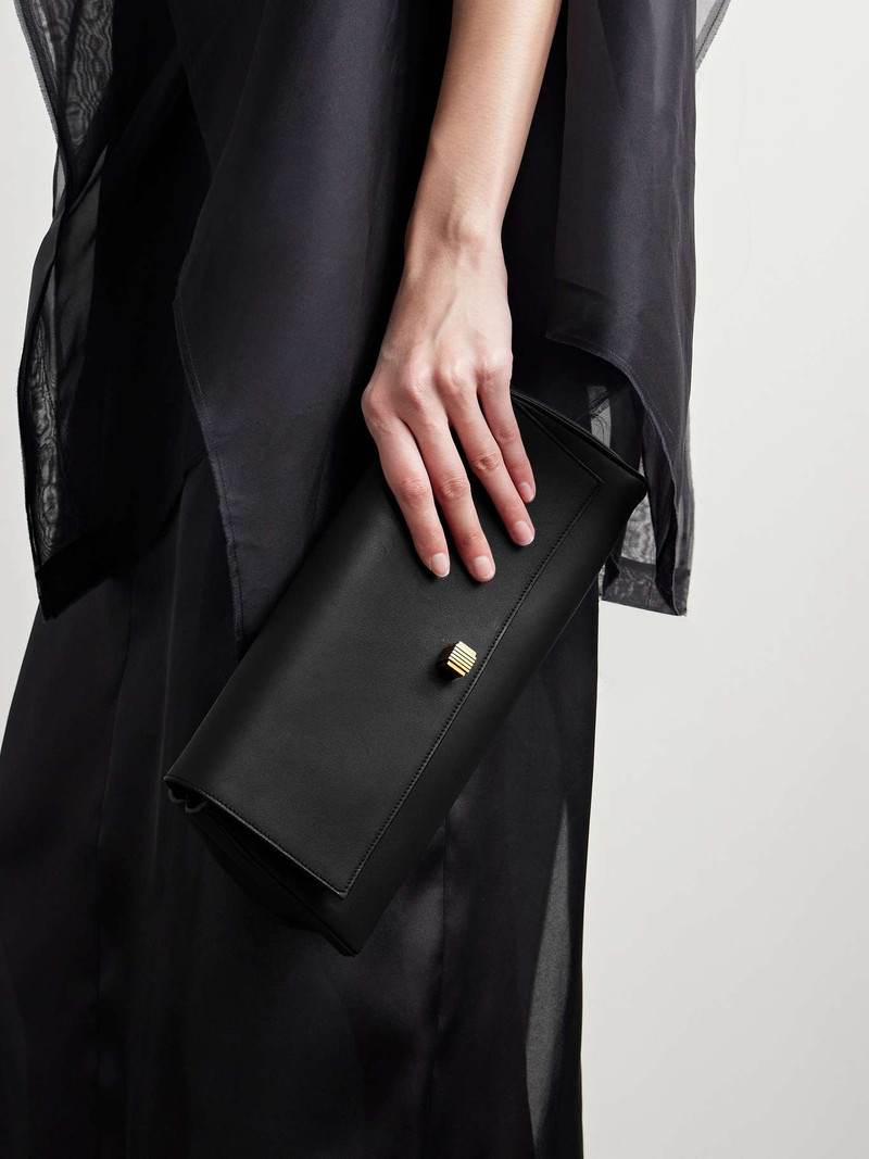 KHAITE Audrey leather clutch Black outlook