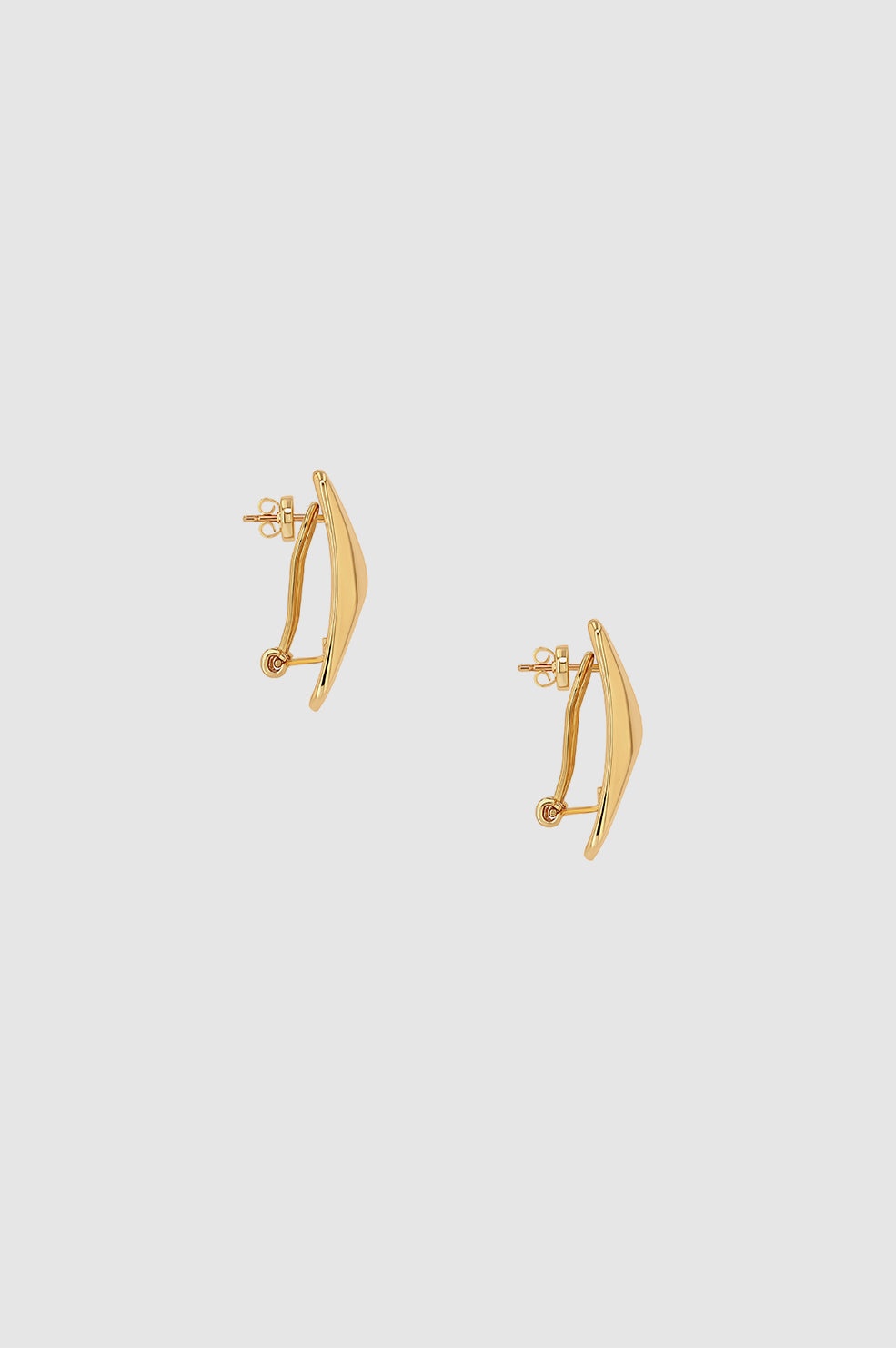 Curved Rectangle Earrings - Gold - 3