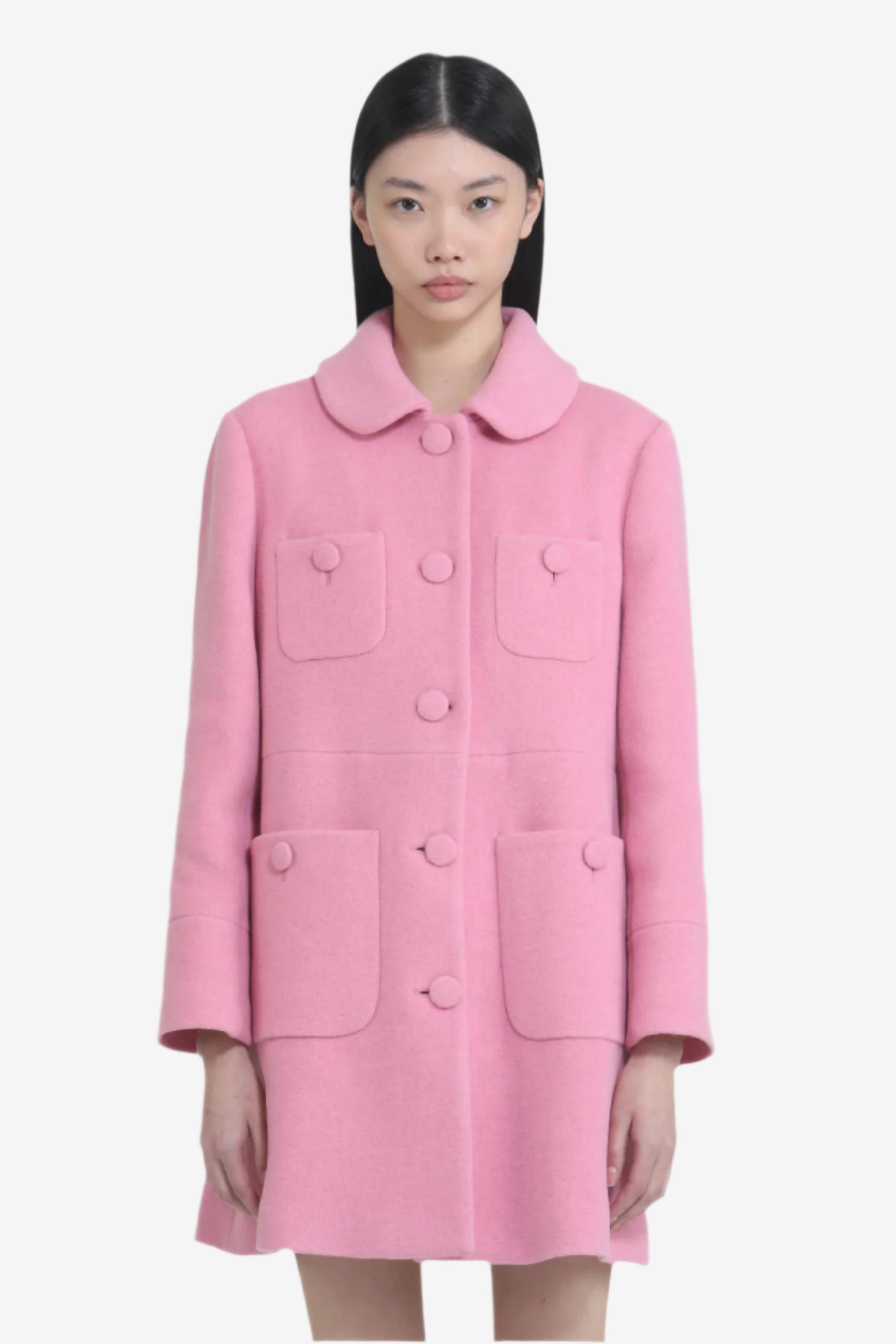 SHORT COAT WITH LARGE BUTTONS AND ROUNDED COLLAR - 4