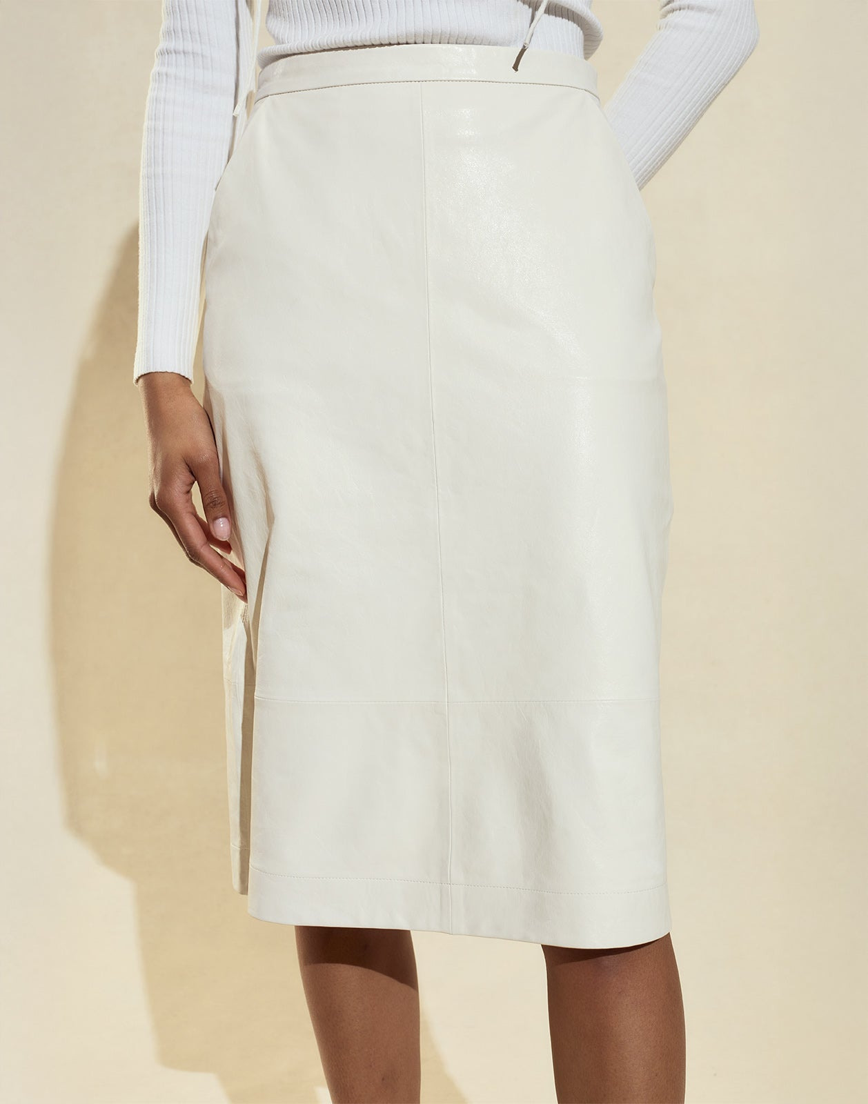 The London Leather Midi Skirt - 3