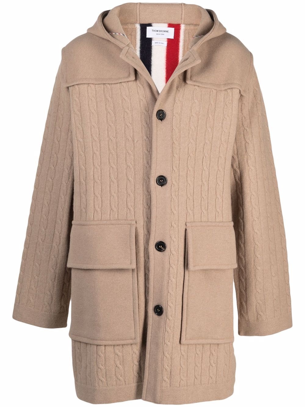 RWB stripe single-breasted coat - 1