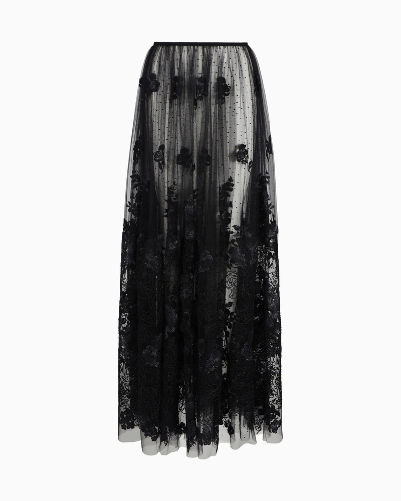 LONG SKIRT IN TULLE AND EMBROIDERED LACE 1