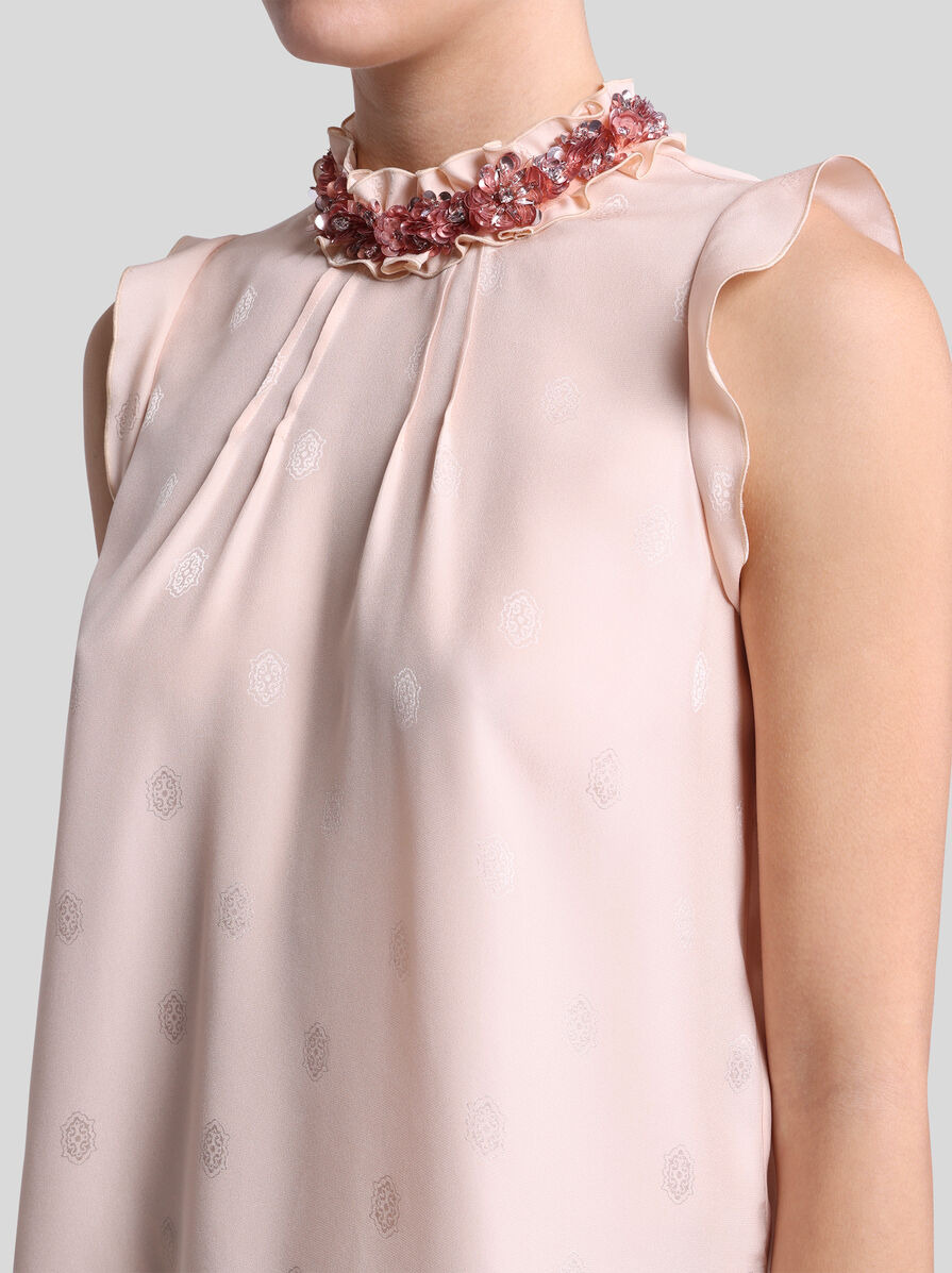 SILK JACQUARD TOP WITH EMBELLISHMENT - 3