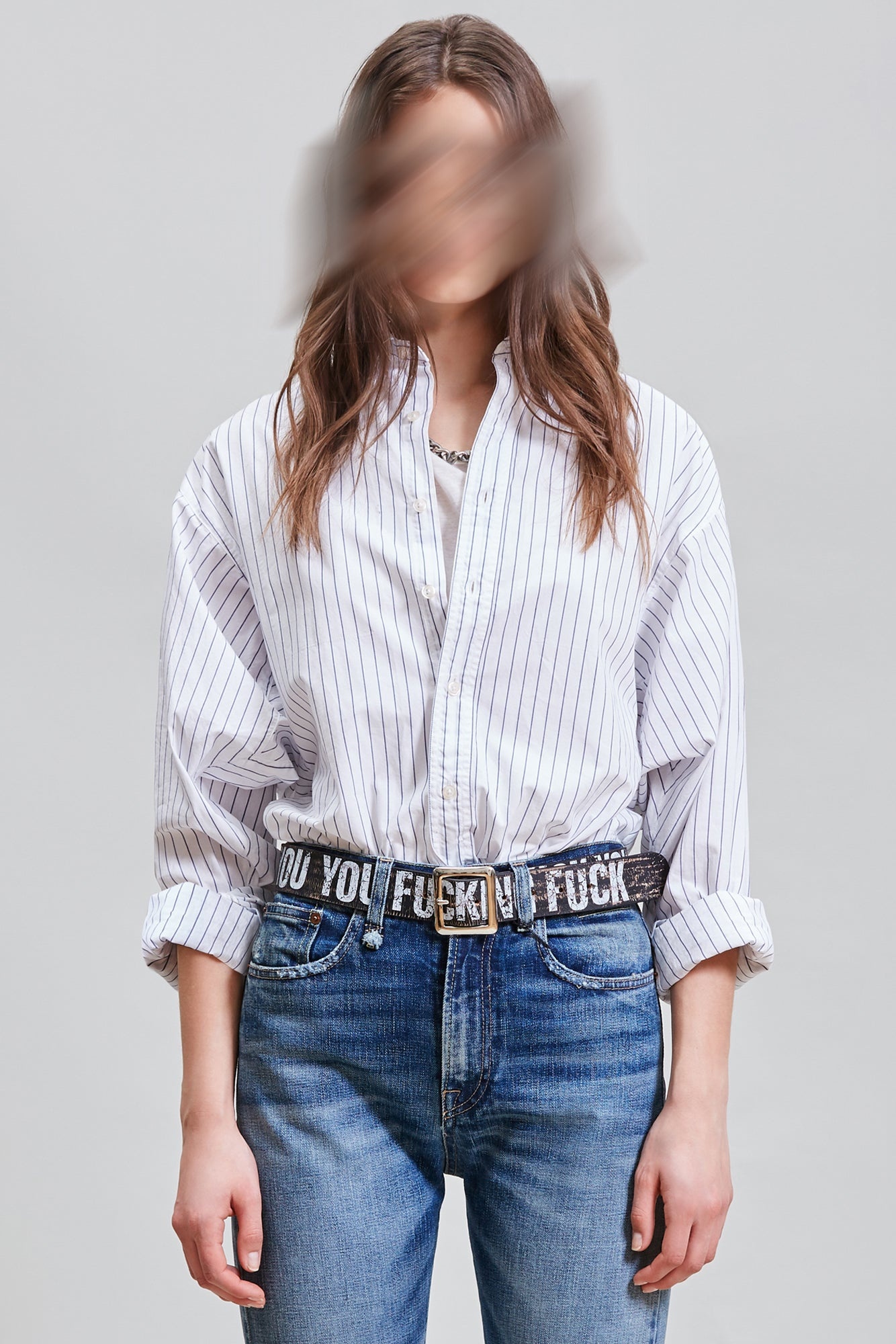 DOLMAN SLEEVE SHIRT - ROYAL BLUE WIDE PINSTRIPE | R13 - 3