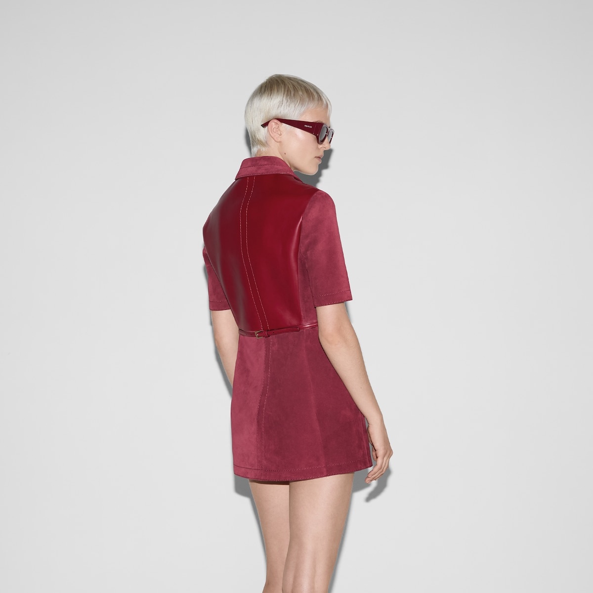 Suede dress with detachable belt - 4