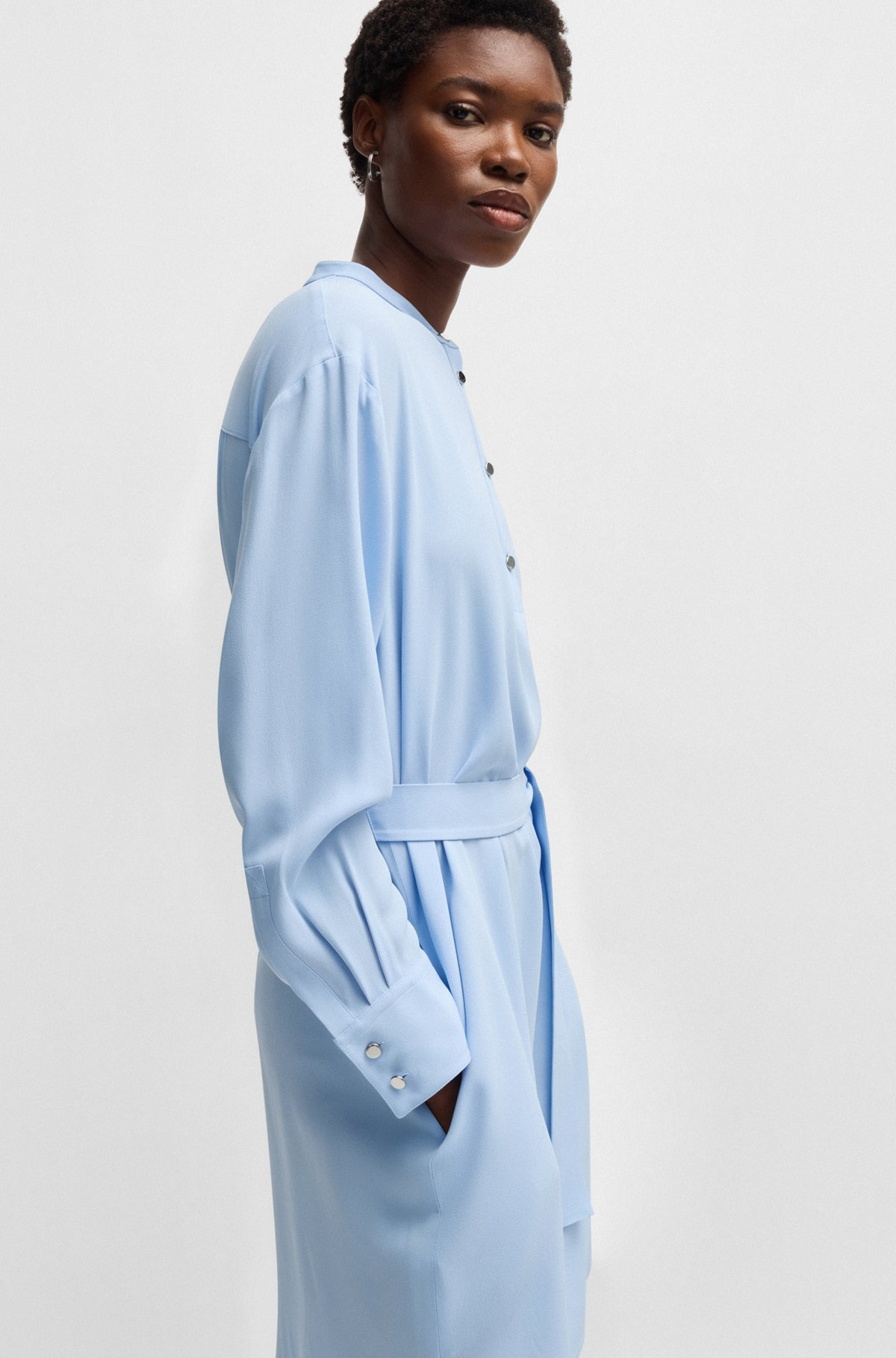 BELTED DRESS WITH SNAP PLACKET - 4