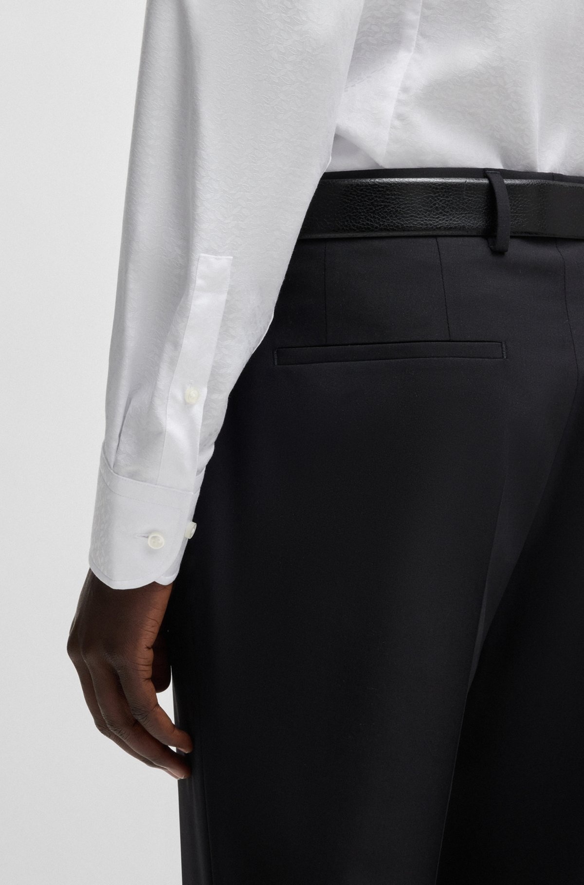 SLIM-FIT SHIRT WITH LEAF JACQUARD - 6