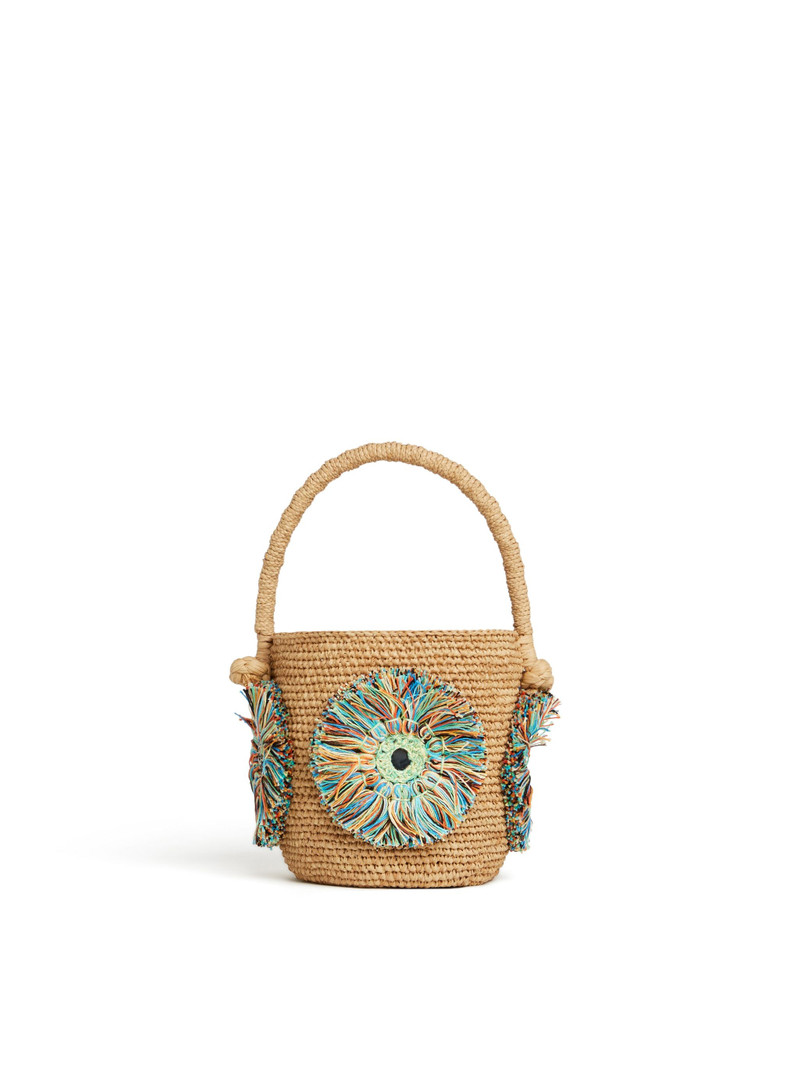 Raffia Mirror Mini Bucket Bag 3