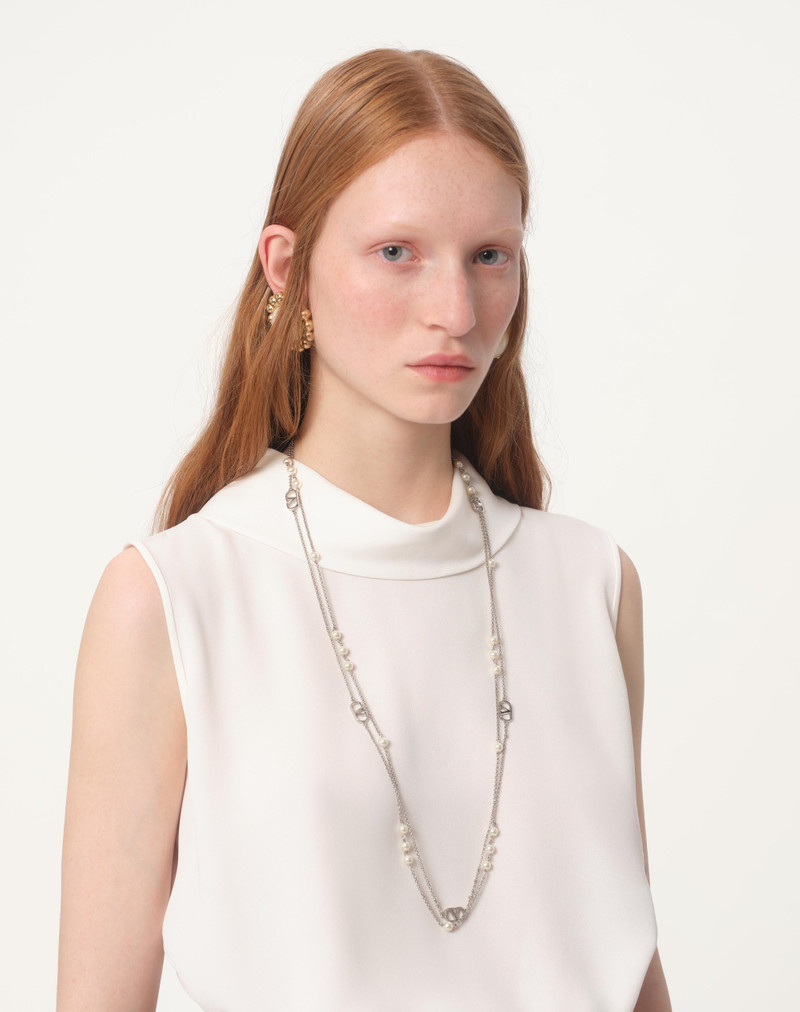 Valentino VLOGO SIGNATURE METAL NECKLACE WITH SWAROVSKI® PEARLS outlook