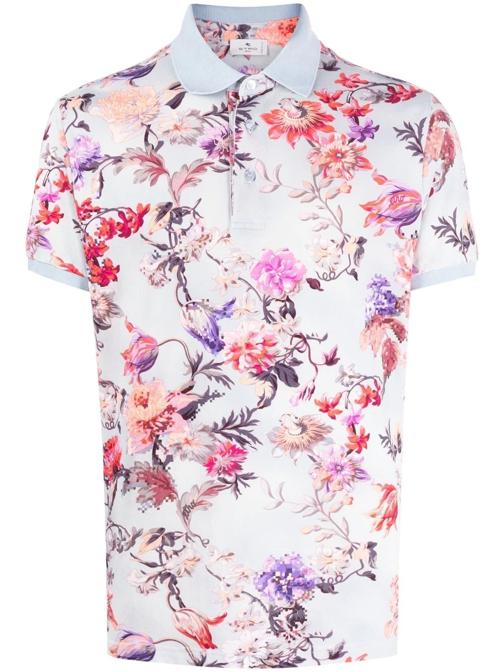 floral-print jersey polo shirt - 1