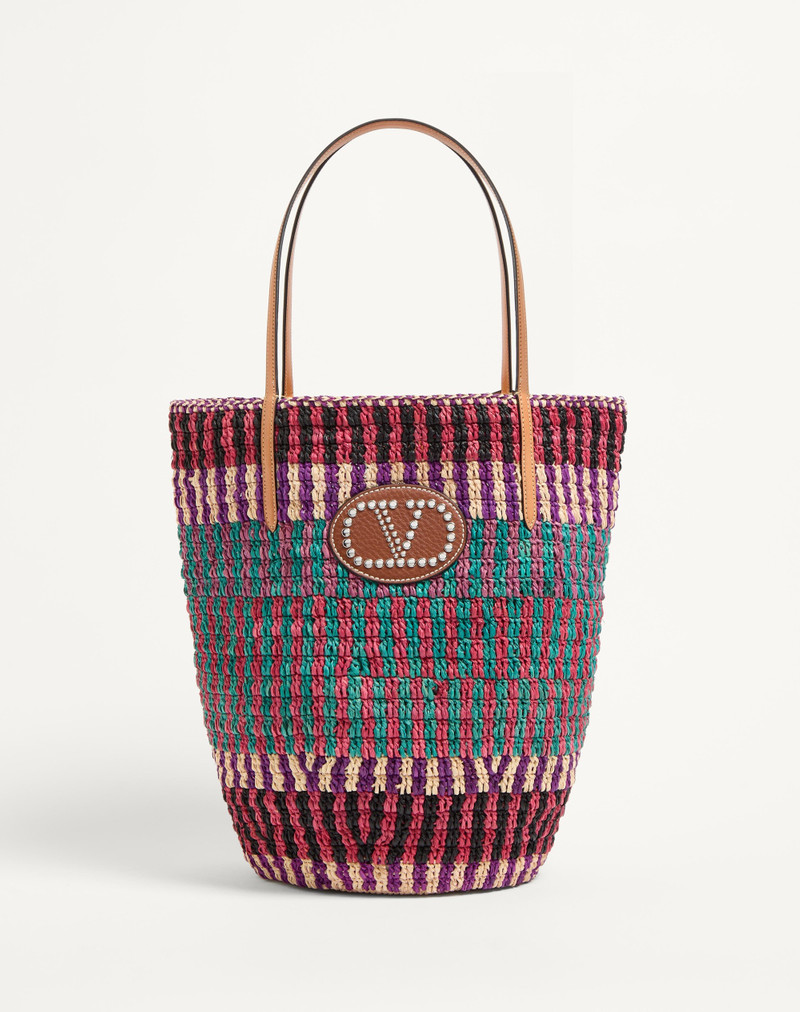 VLOGO SIGNATURE RAFFIA SHOPPING BAG - 1