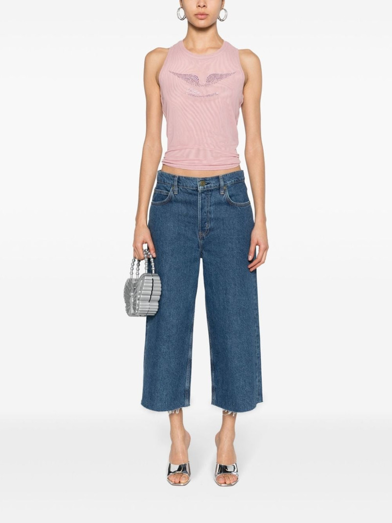 Blumarine rhinestone-detailing mesh tank top outlook