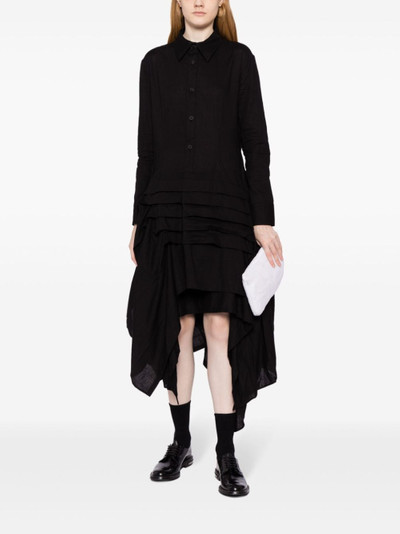 Yohji Yamamoto asymmetric ruffled midi shirtdress outlook