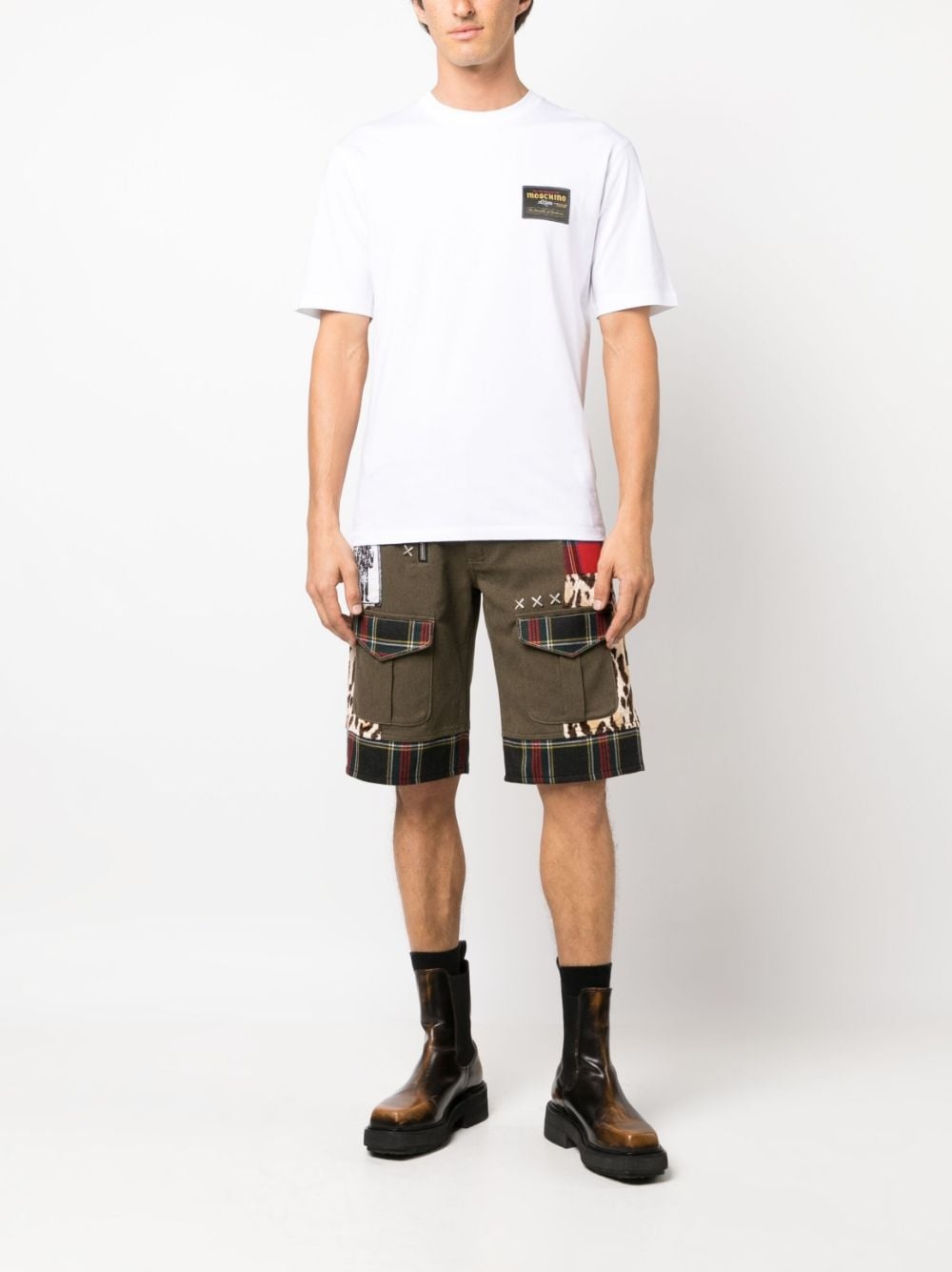 patchwork-design bermuda shorts - 2