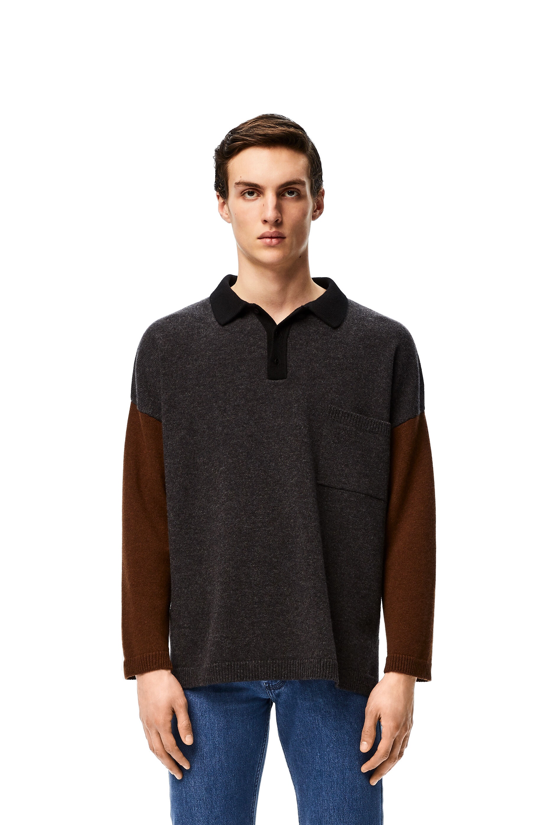 Polo collar oversize sweater in wool and cashmere - 3