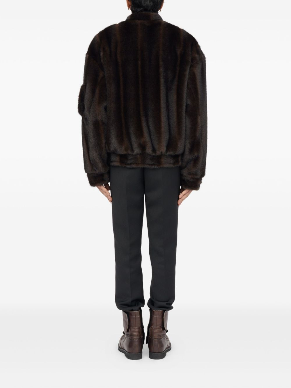 faux-fur zip-front bomber jacket - 4