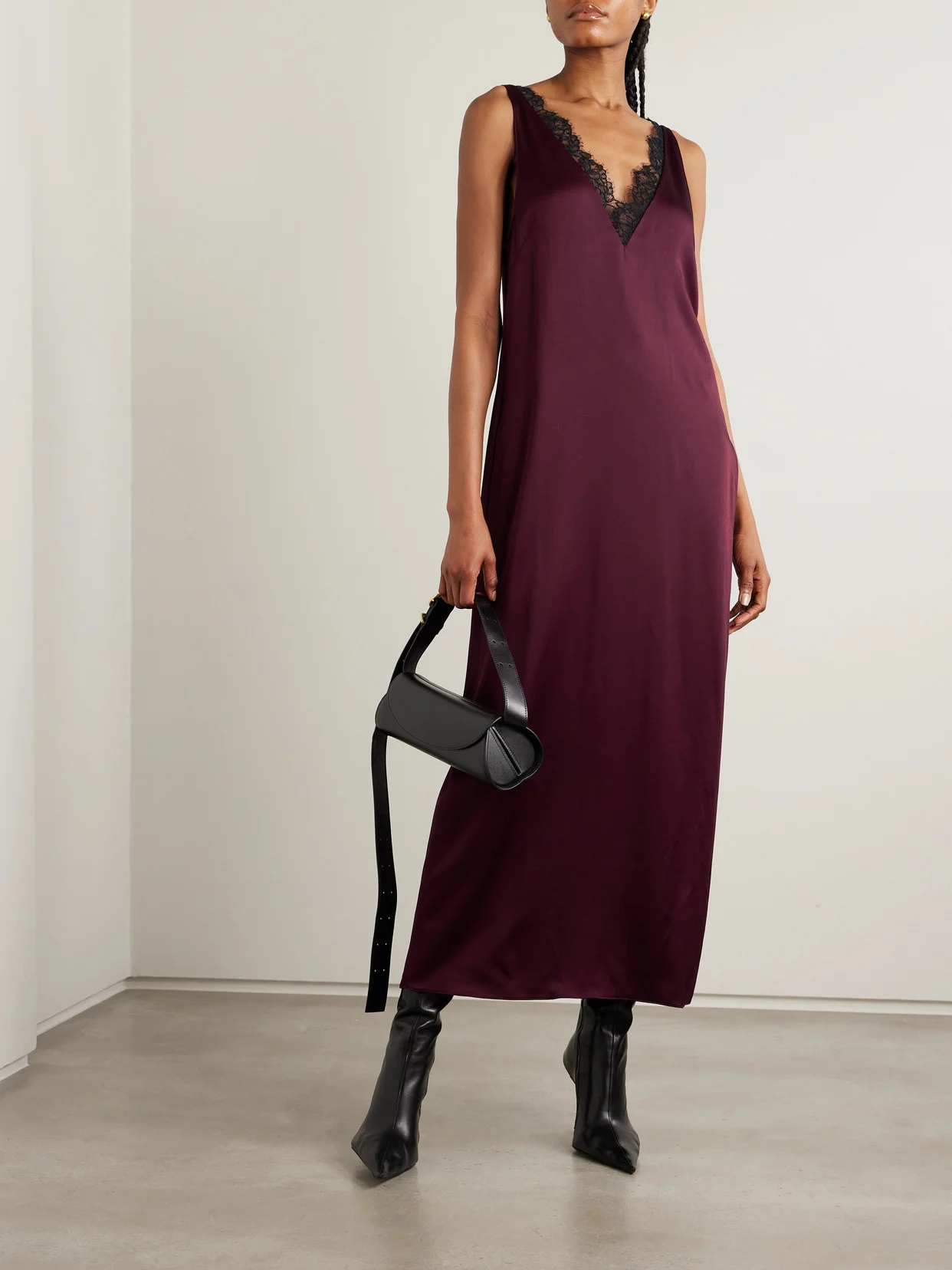 knee length dresses for ladies Sheila Lace-Up Satin Midi Formal Dress