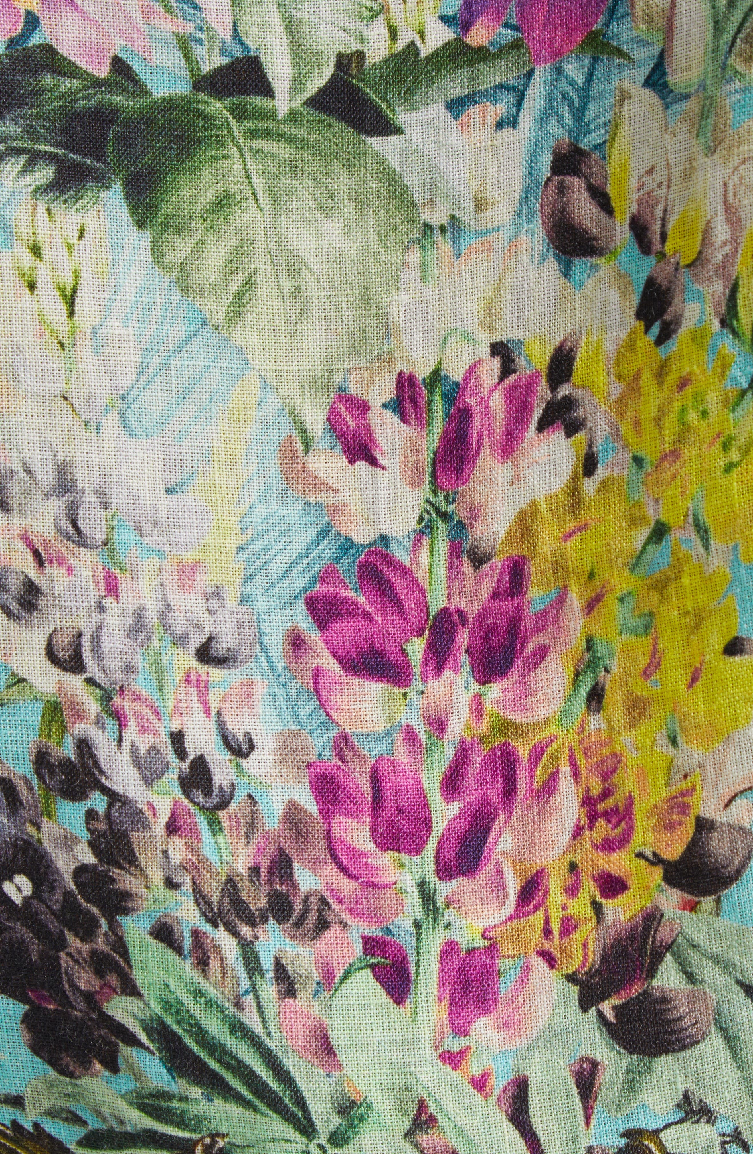 Camilla Crystal Embellished Crop Linen Wrap Shirt in Gardens Of Queluz at Nordstrom - 7