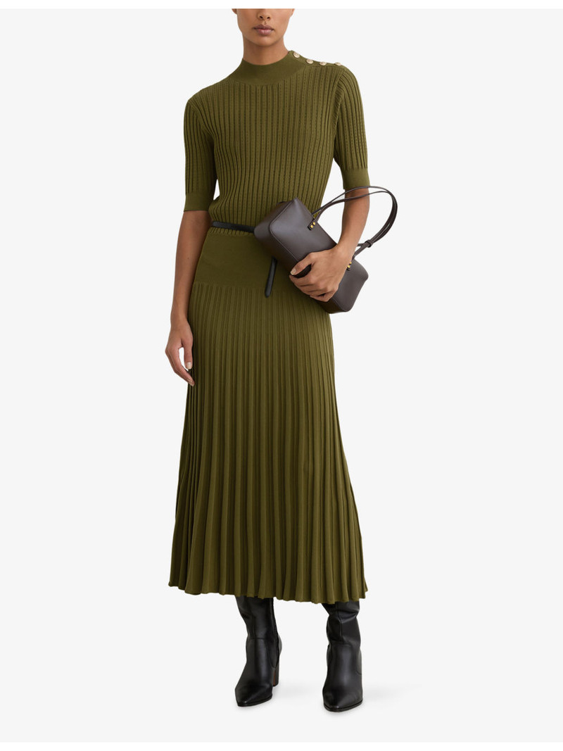 REISS Harriet Short-Sleeved Knitted Midi Dress outlook