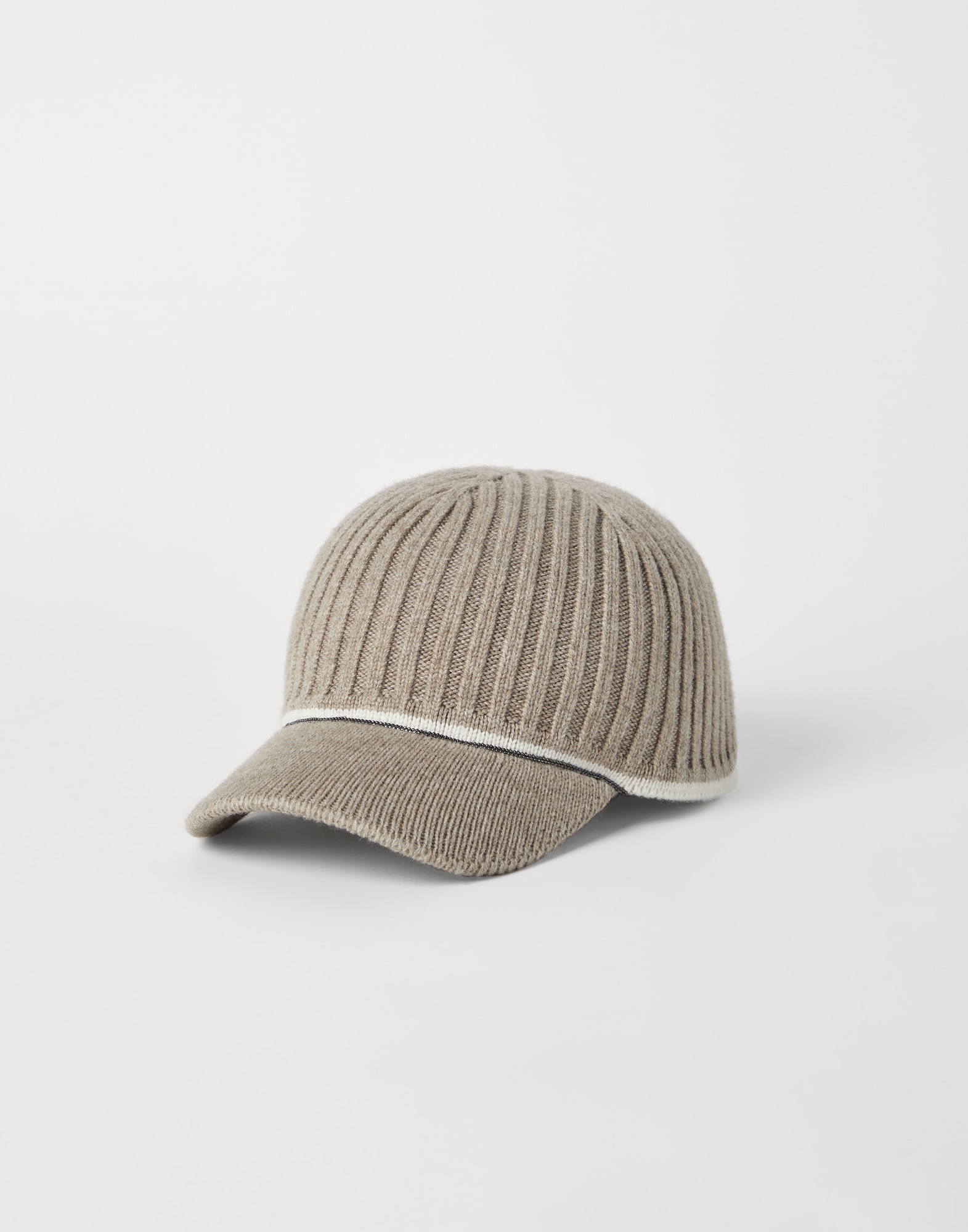 Virgin wool, cashmere and silk rib knit baseball cap with monili - 1