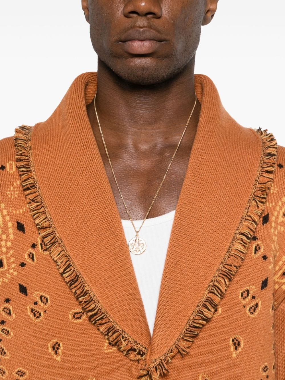 bandana-jacquard cashmere cardigan - 5