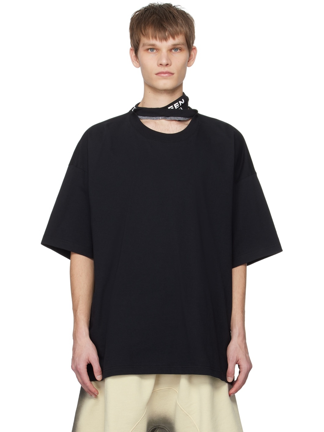 Black Triple Collar T-Shirt - 1