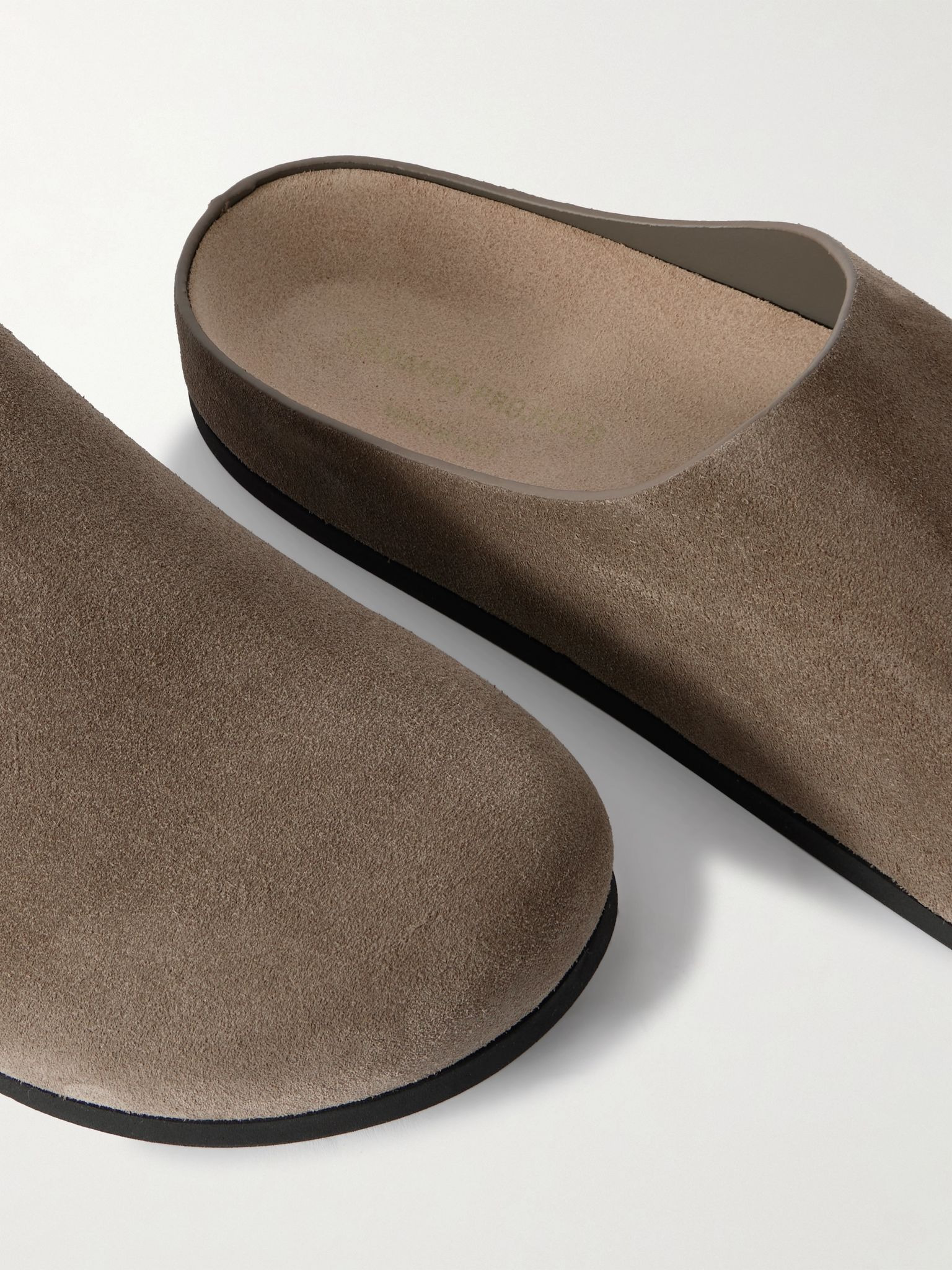 Logo-Debossed Suede Clogs Brown - 5