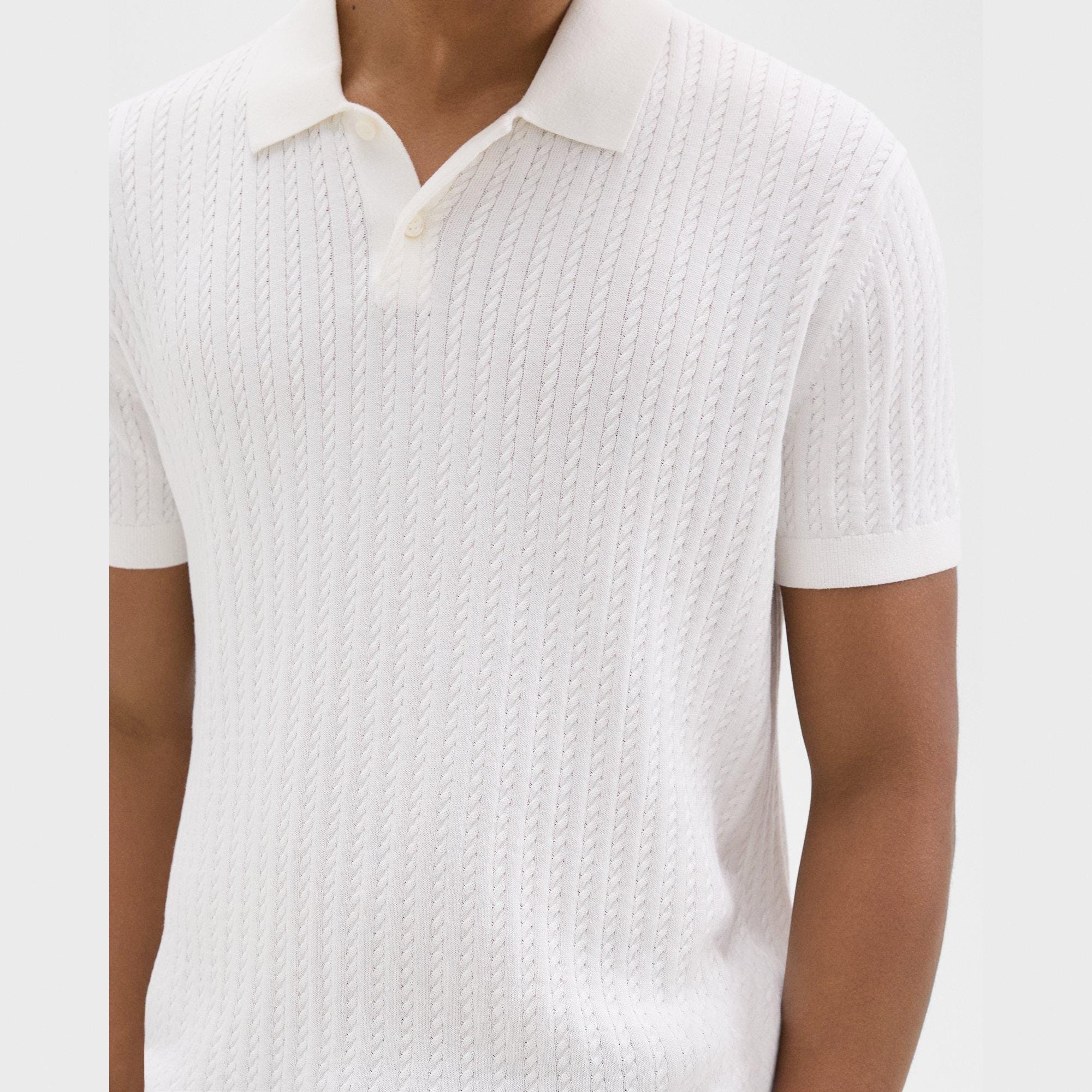 Cable Knit Polo in Cotton - 5