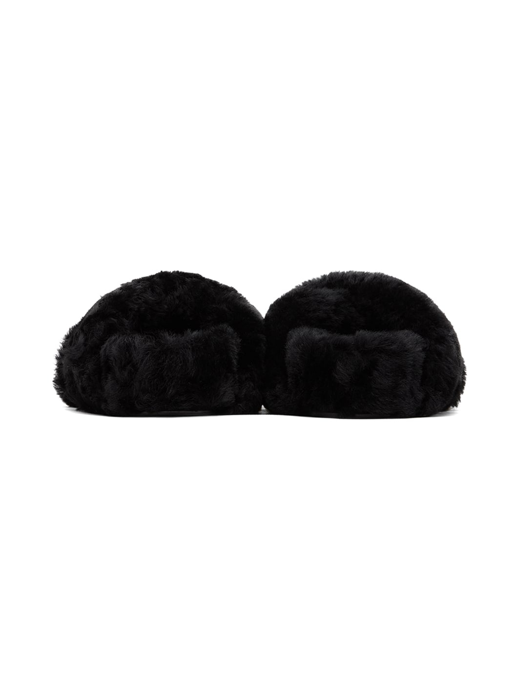 Black Shearling Wrap Sandals - 2
