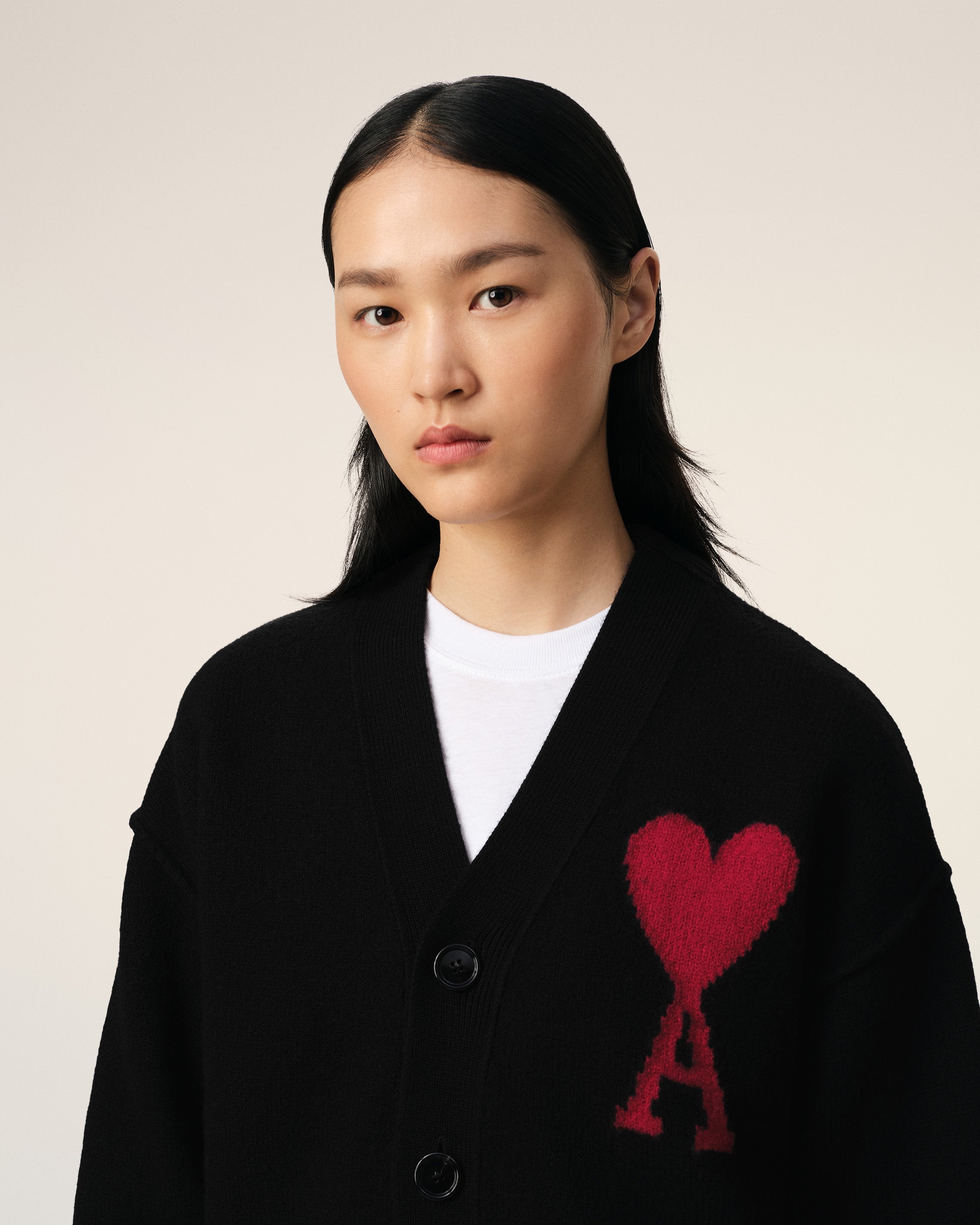 BLACK WOOL AMI DE COEUR CARDIGAN - 4