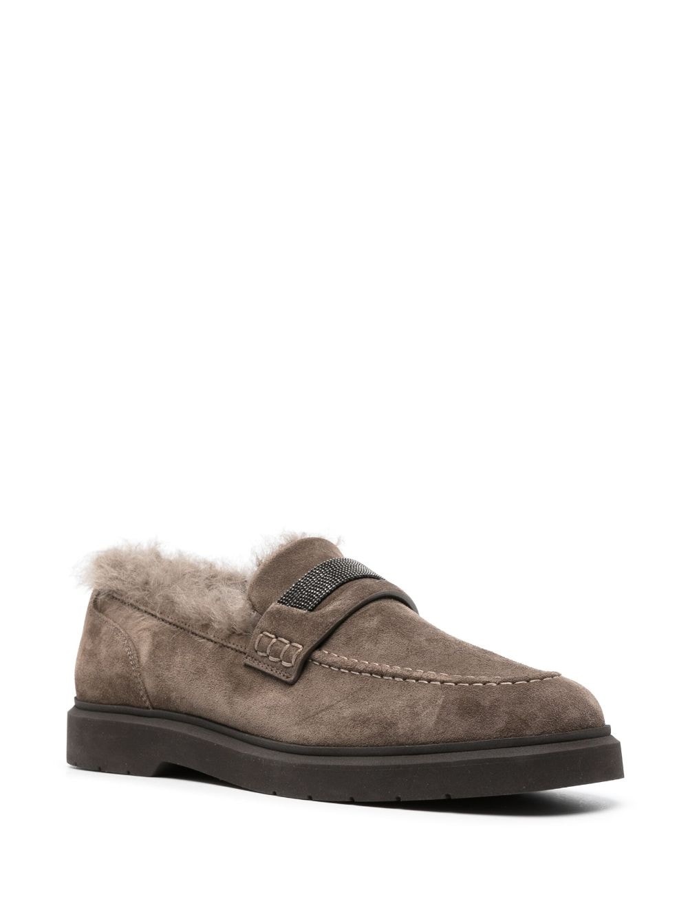 shearling-lined suede loafers - 2