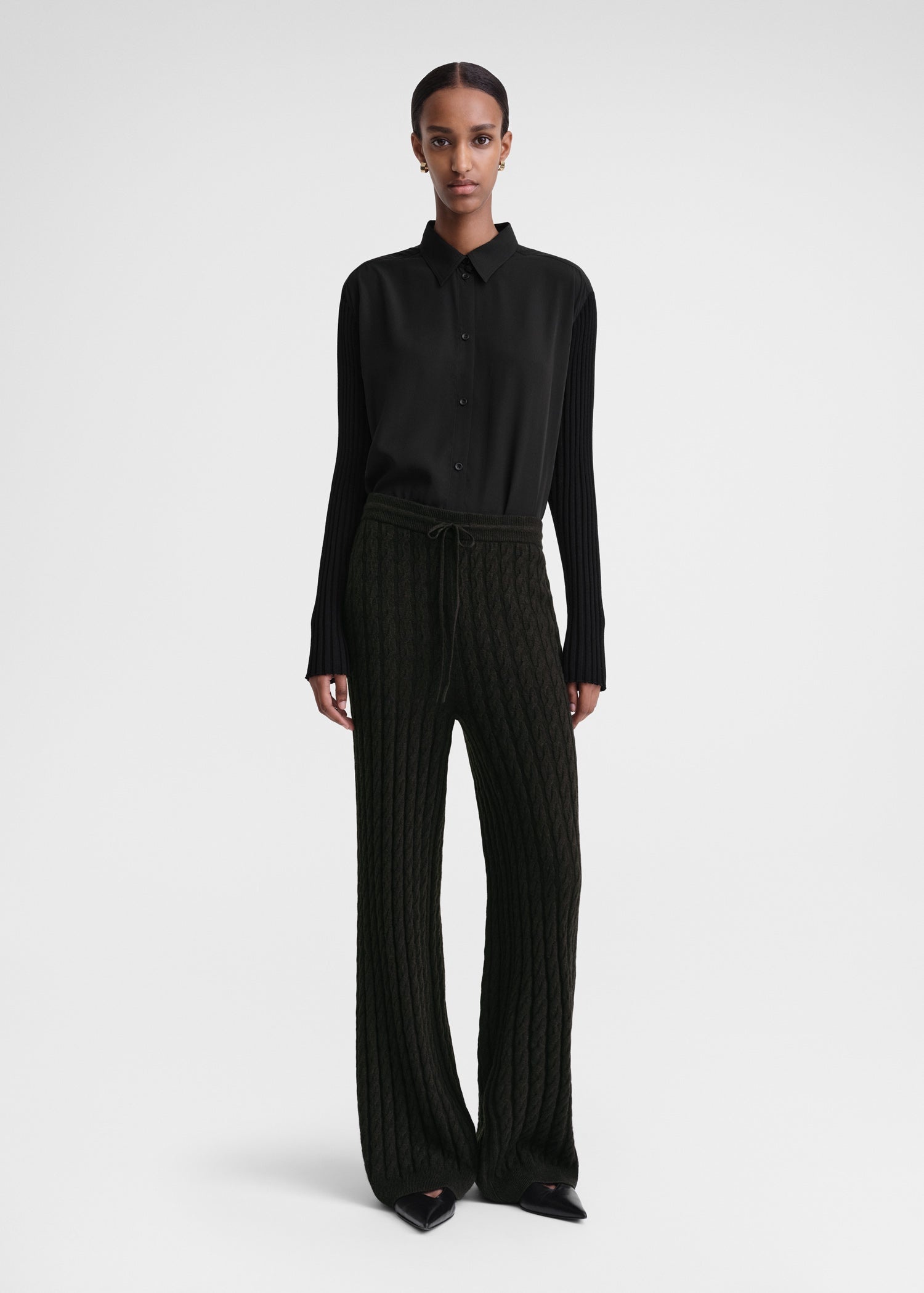 Cable knit trousers espresso - 2
