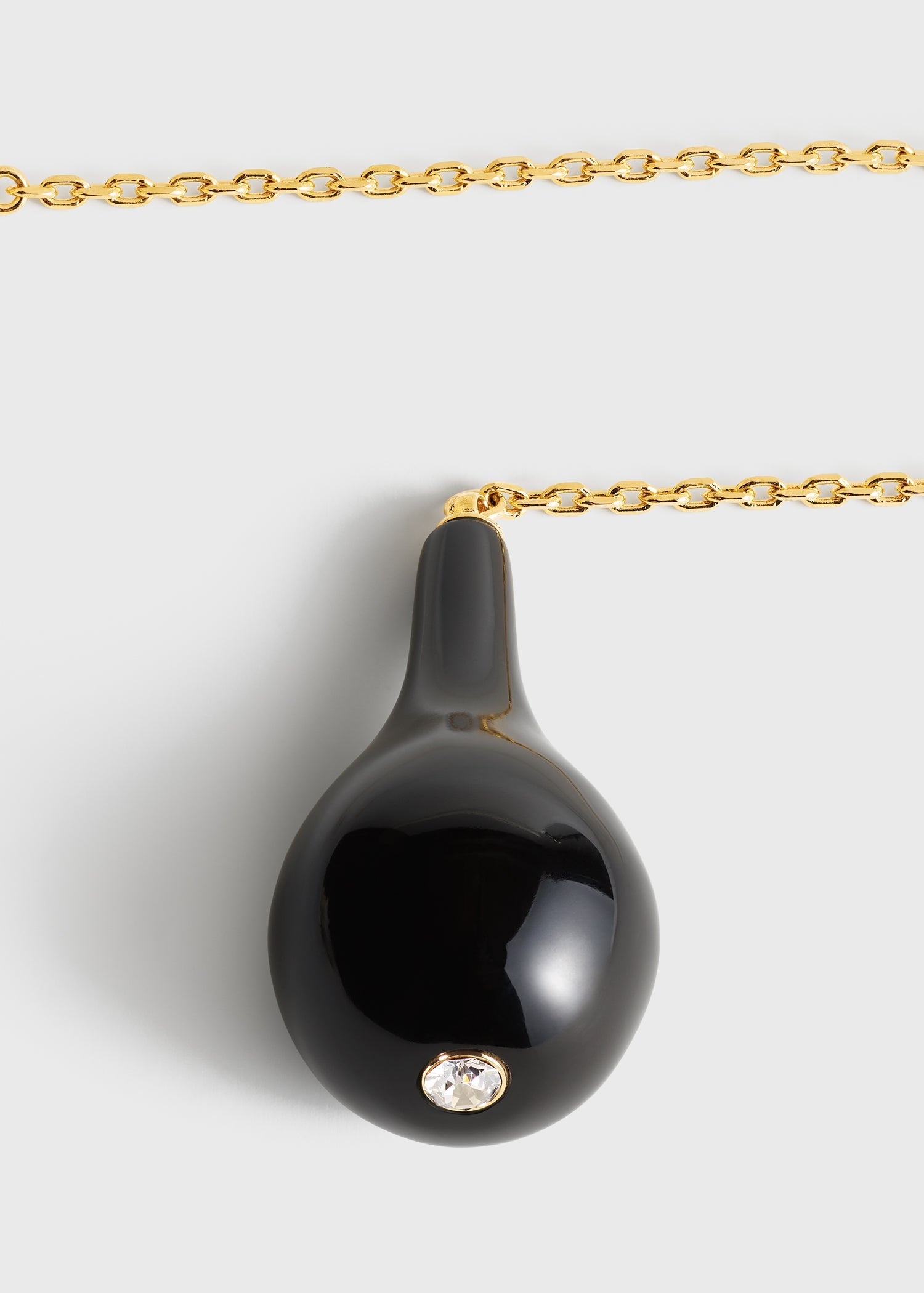 Large onyx drop necklace black/gold - 5