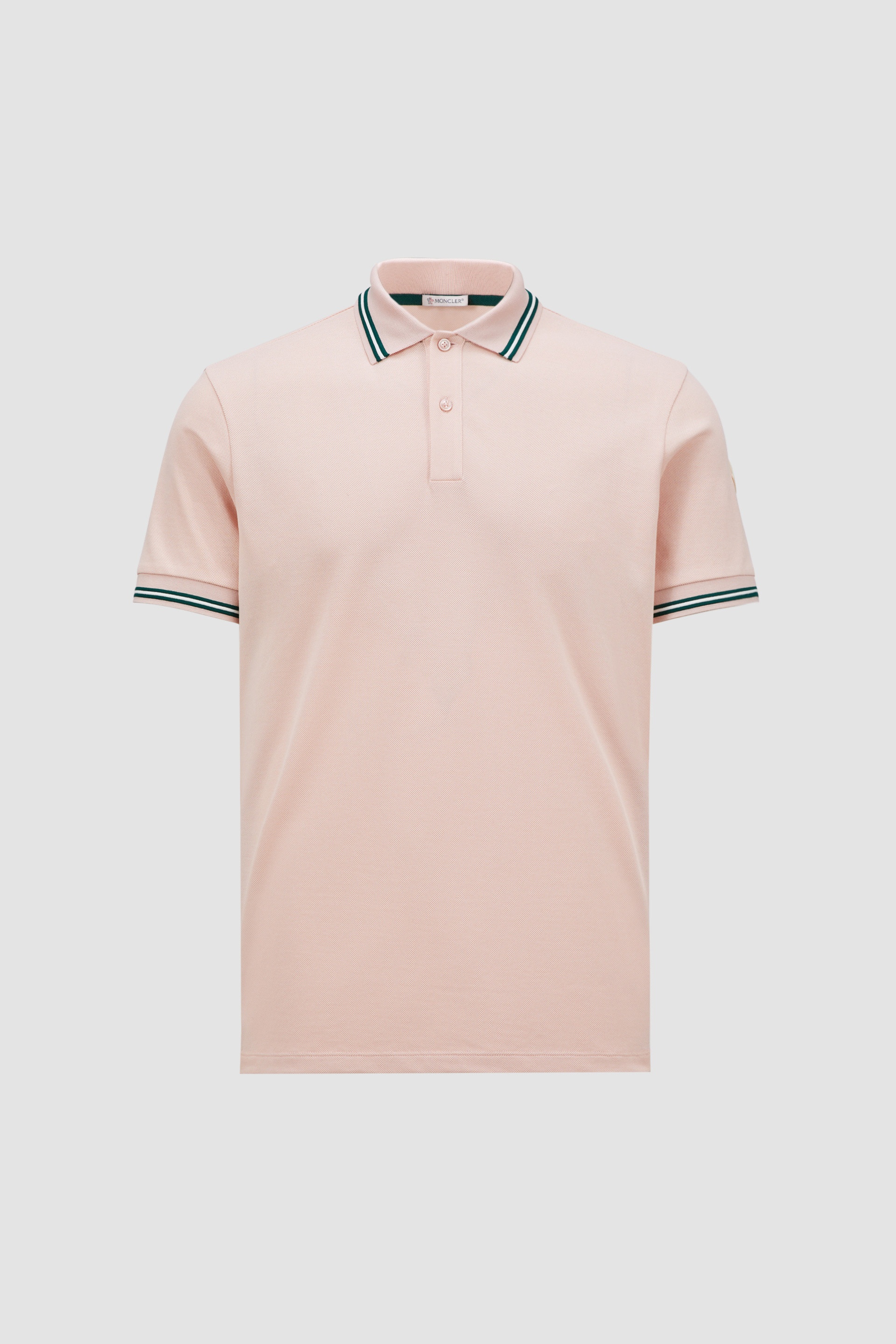 Striped Trim Cotton Piquet Polo Shirt - 1