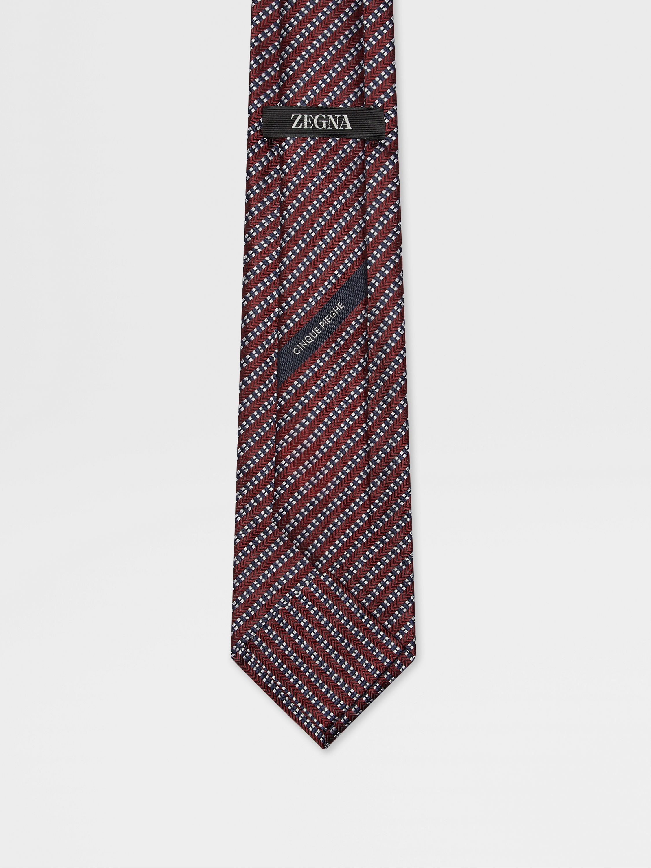 BURGUNDY CINQUE PIEGHE SILK TIE - 3