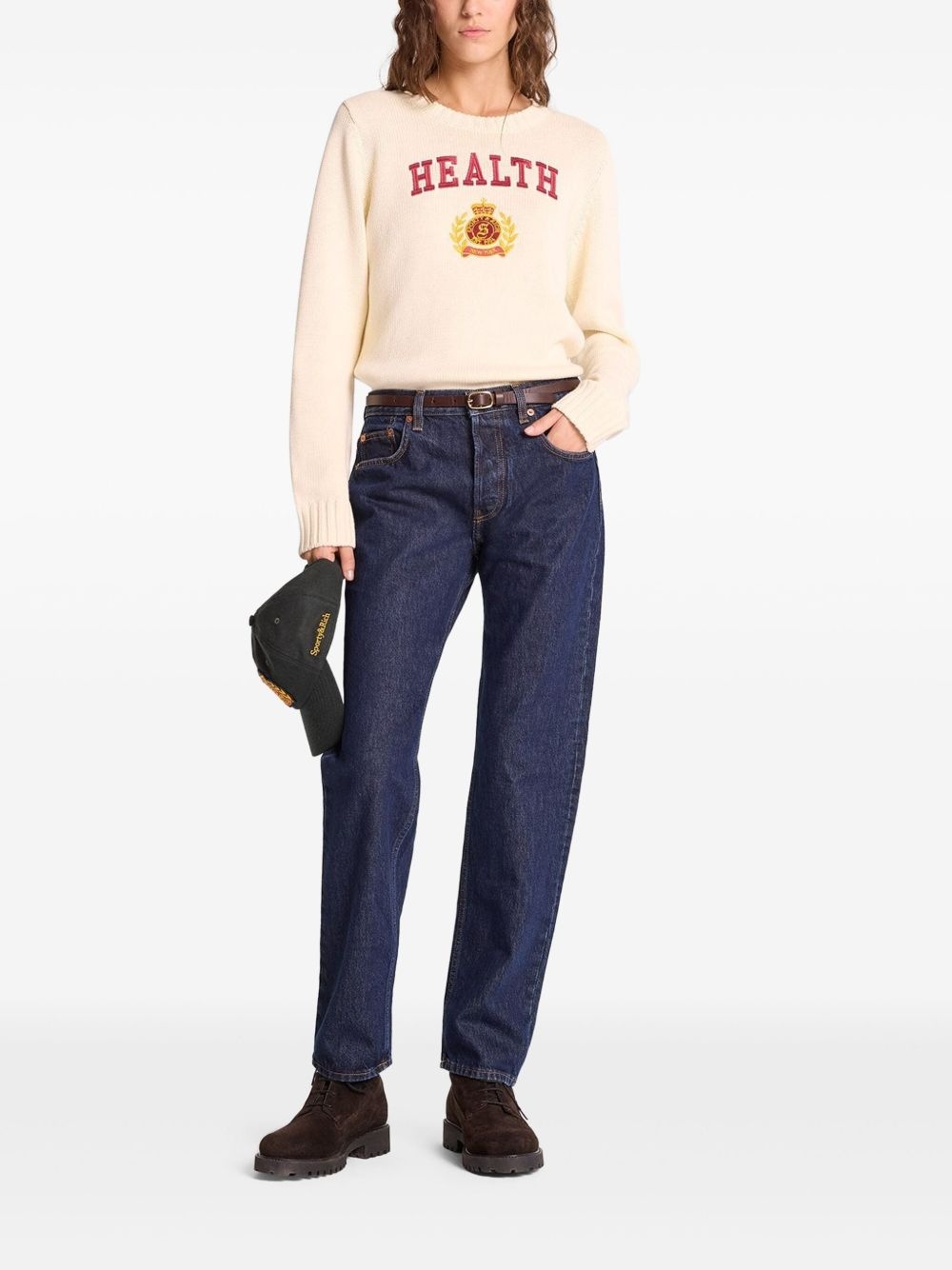 slogan-intarsia jumper - 2