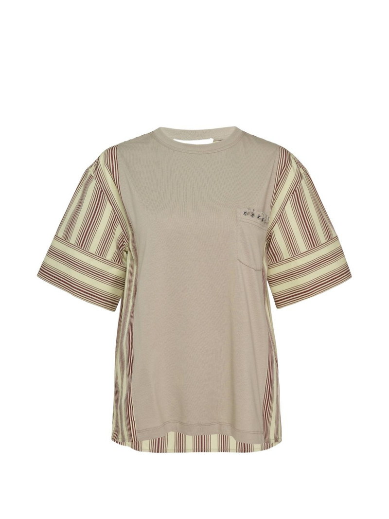 striped-panel pocket T-shirt 1