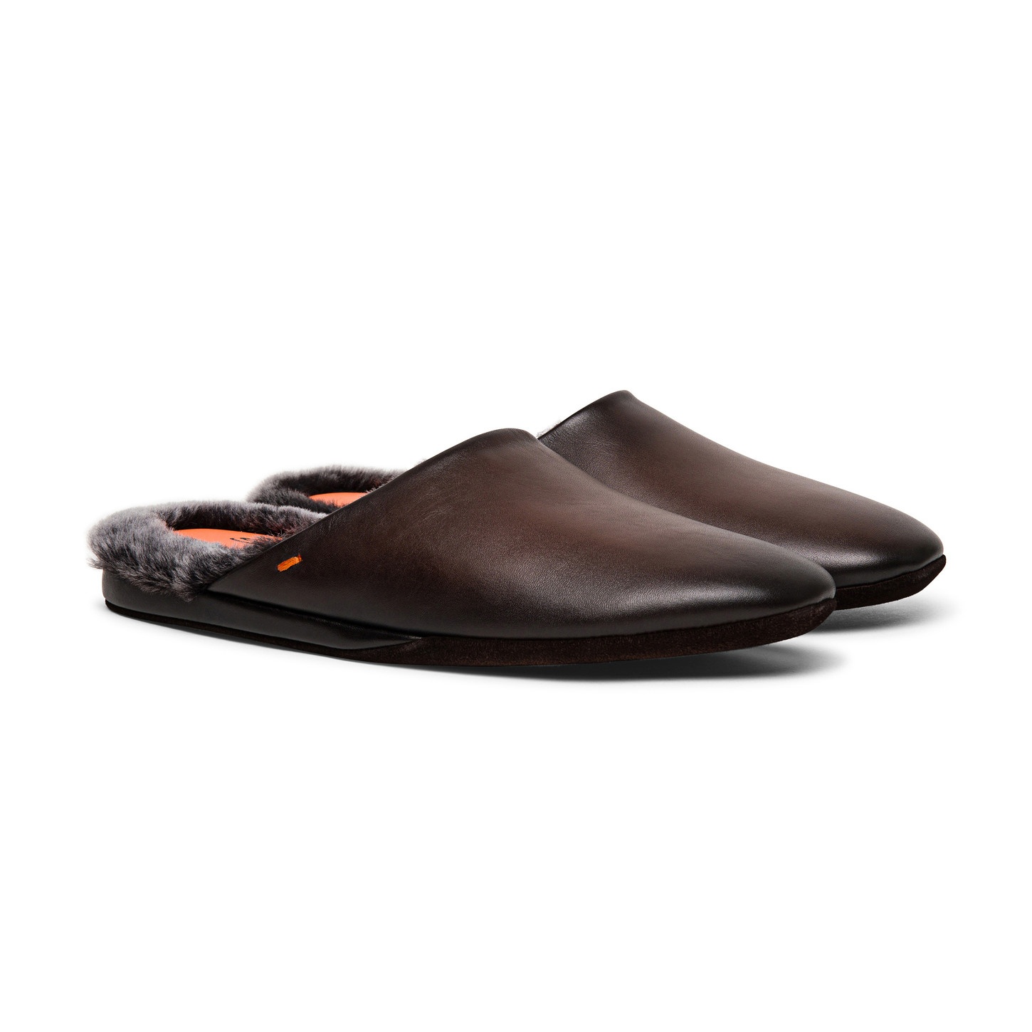 Men’s polished brown leather slipper - 2