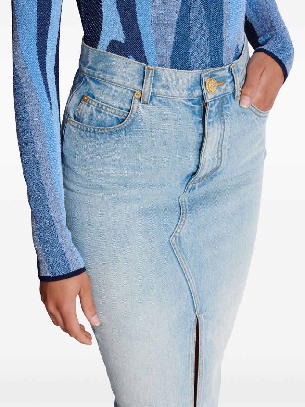 denim midi skirt - 6
