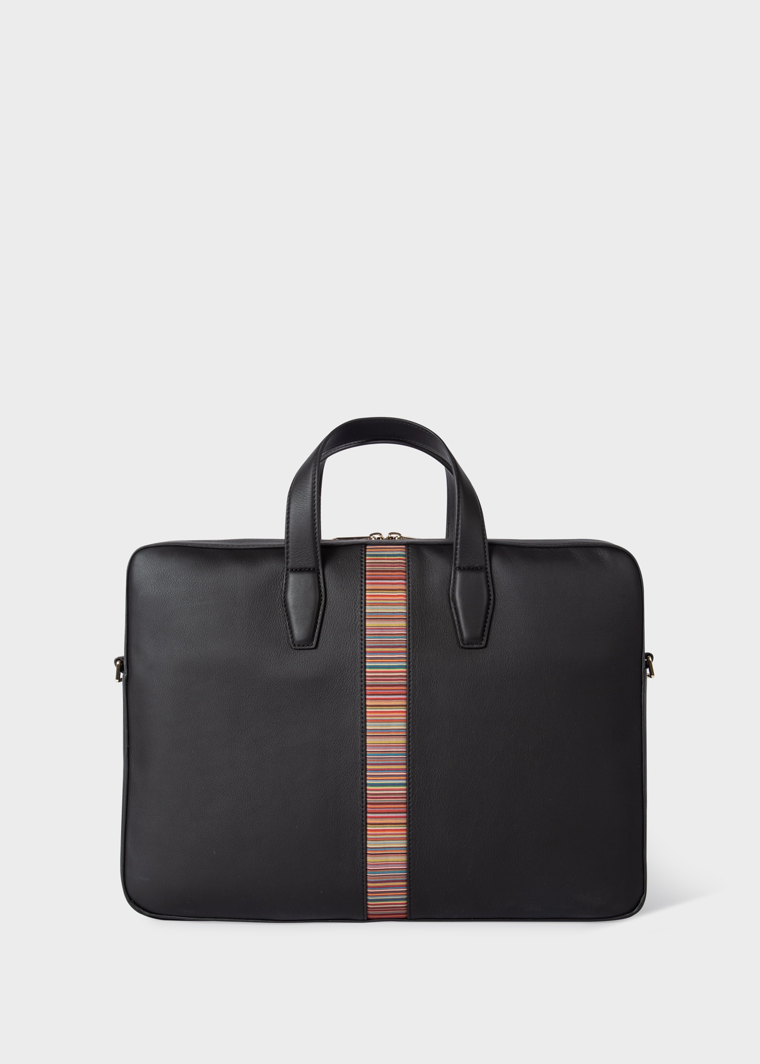 Black Leather 'Signature Stripe' Leather Business Folio - 1