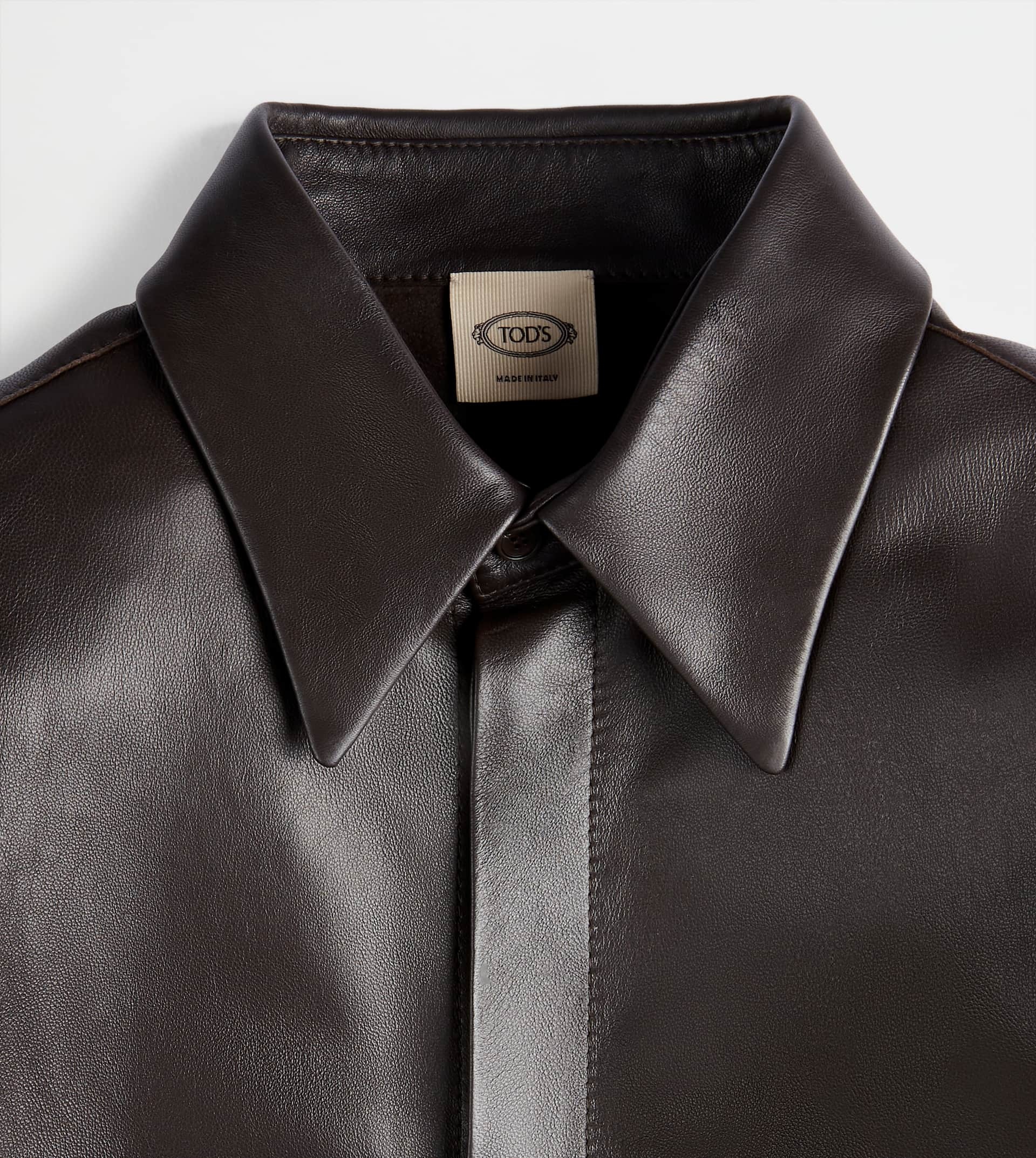 SHIRT IN LEATHER - BROWN - 9