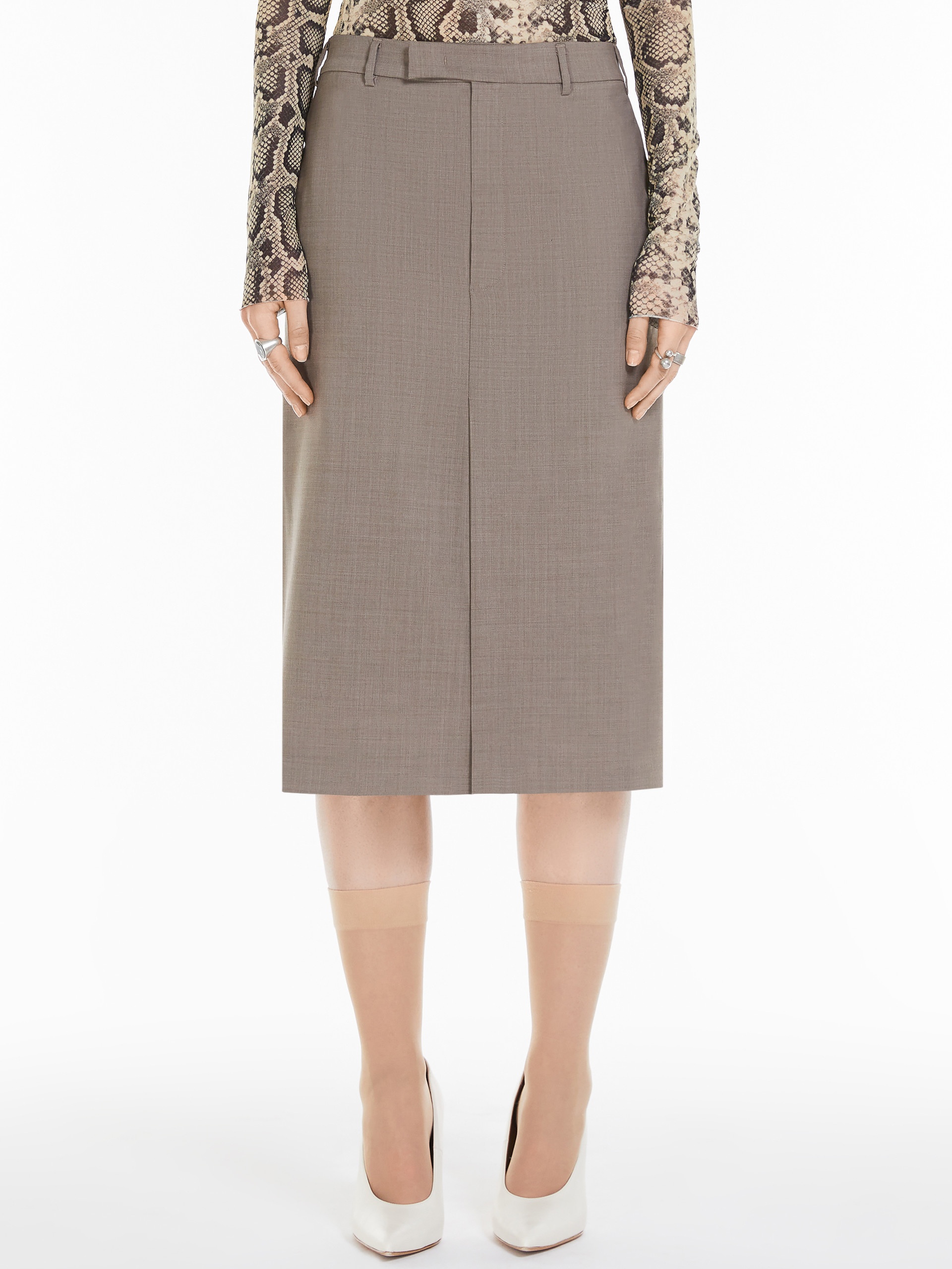 ATOLLO Stretch wool midi skirt - 3