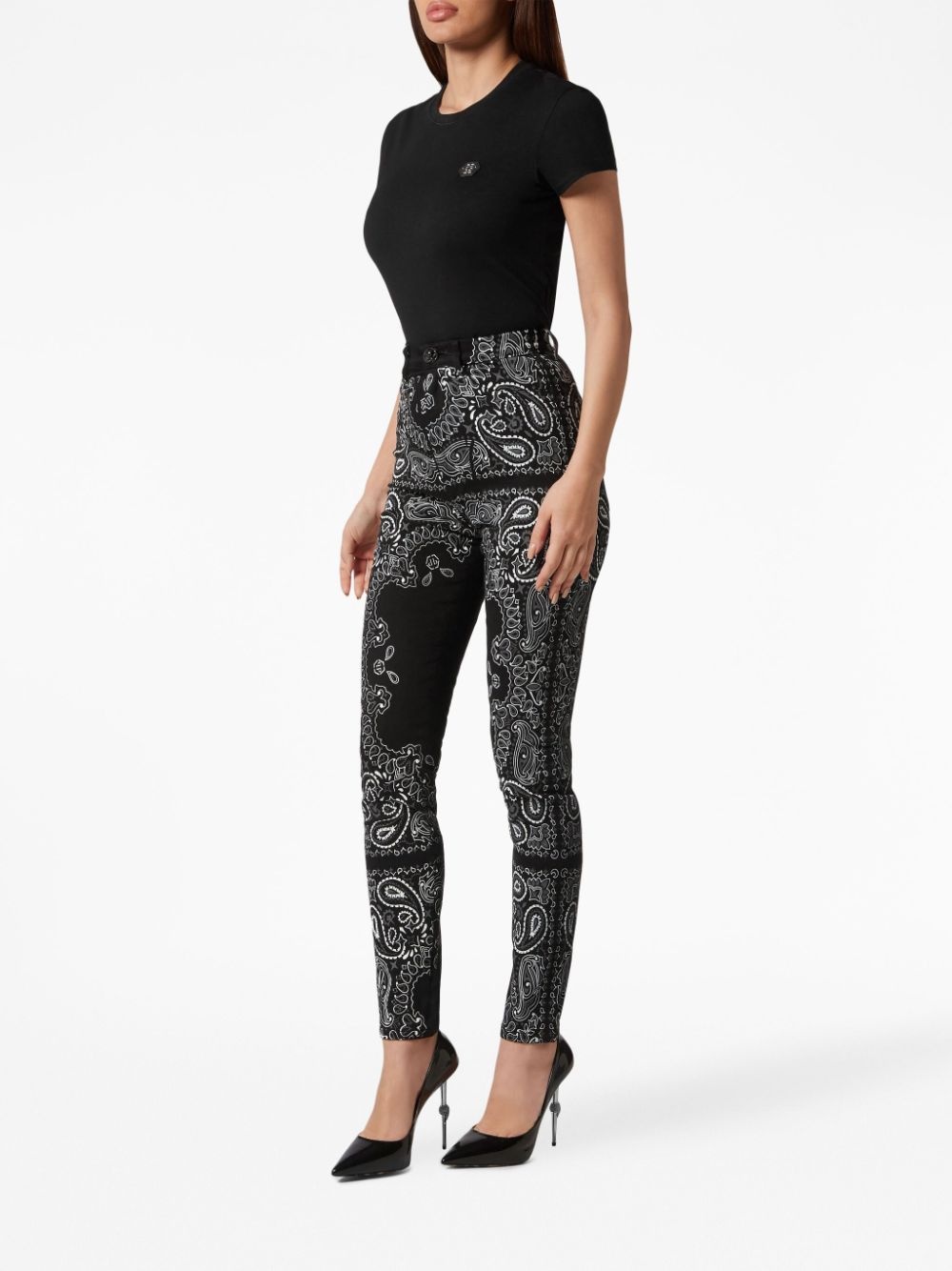 paisley-printed high-waisted jeggings - 2
